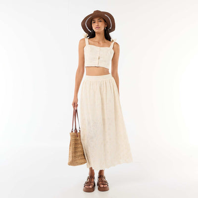 Long Skirt with Broderie Anglaise BEIGE