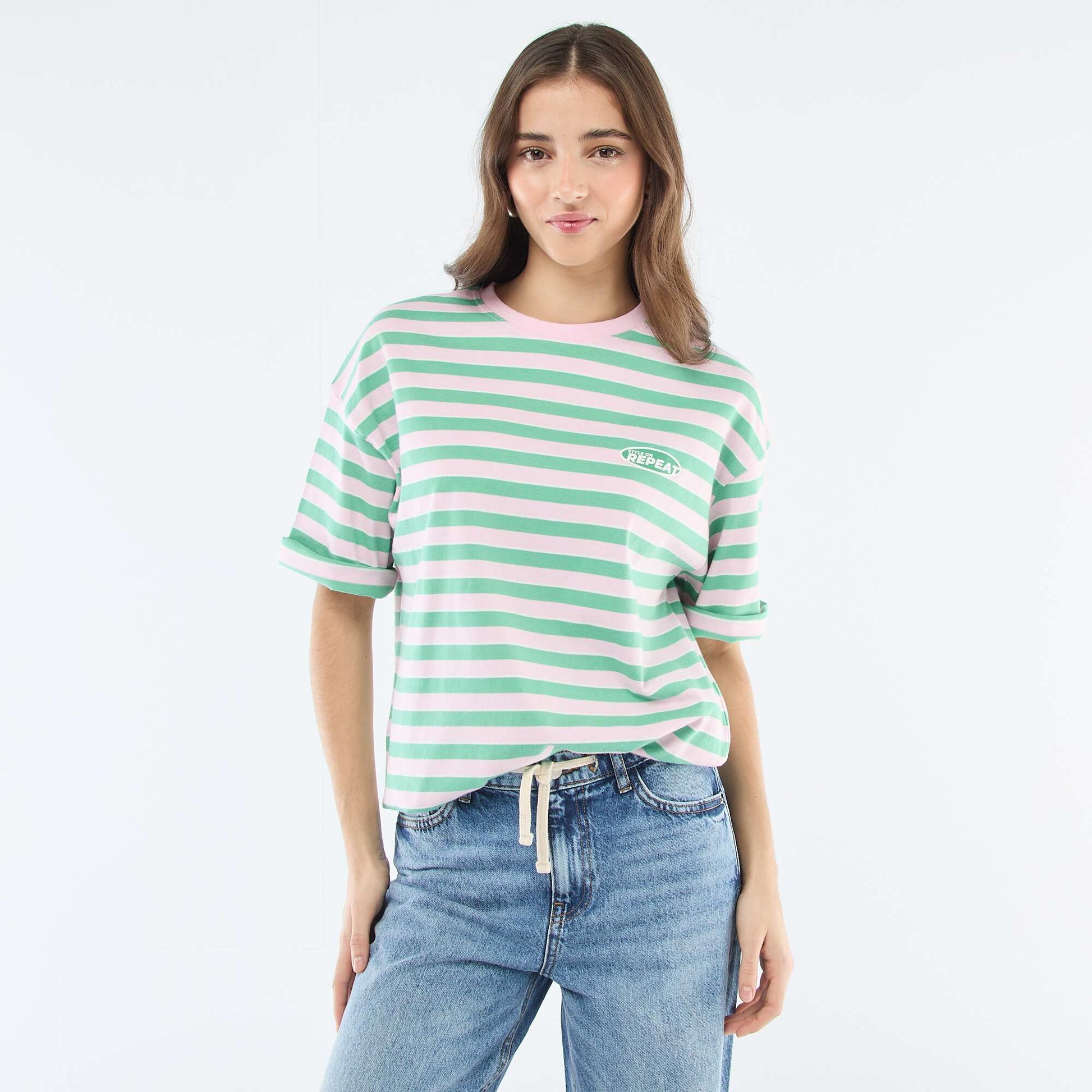 Wide Stripe T-shirt PINK