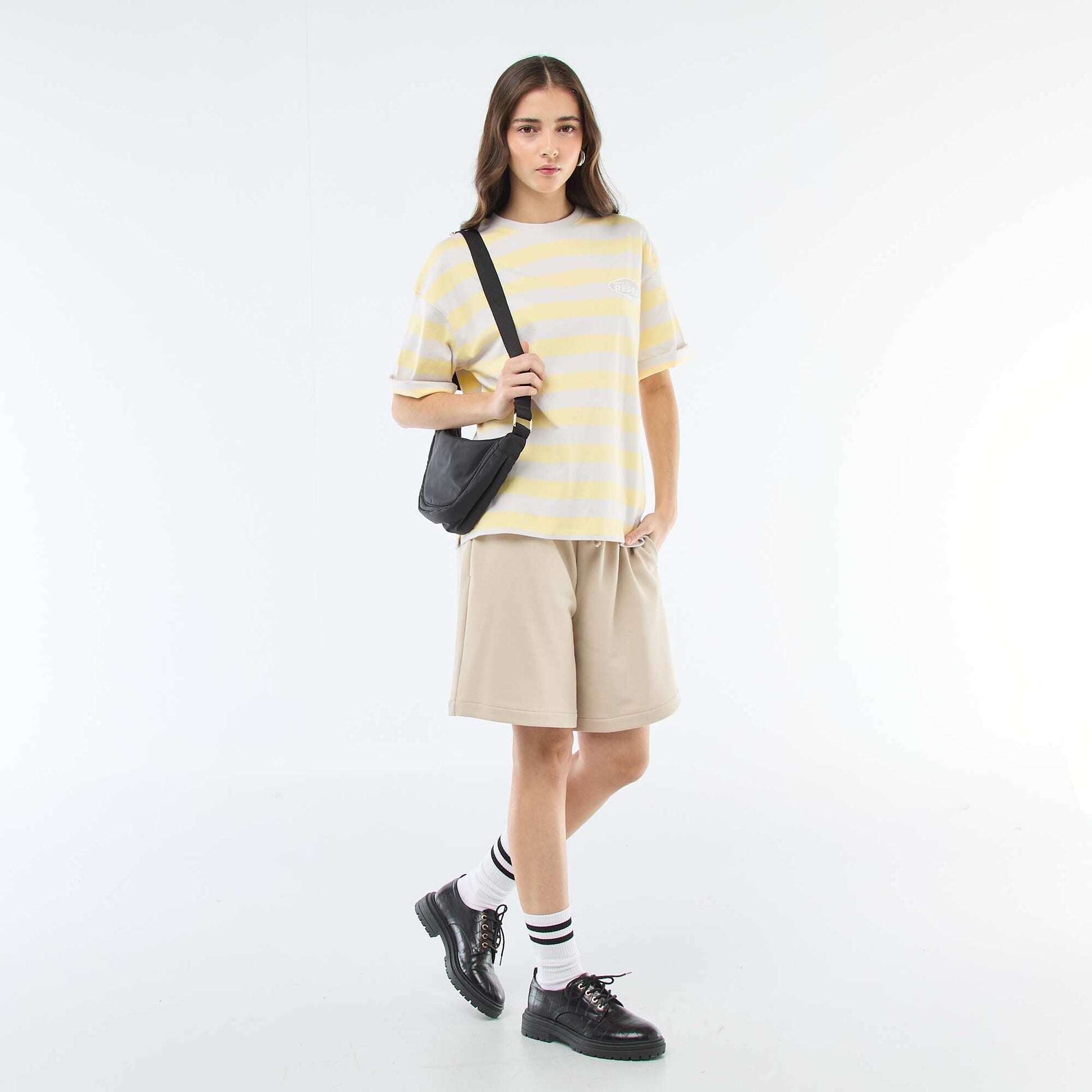 Wide Stripe T-shirt GREY