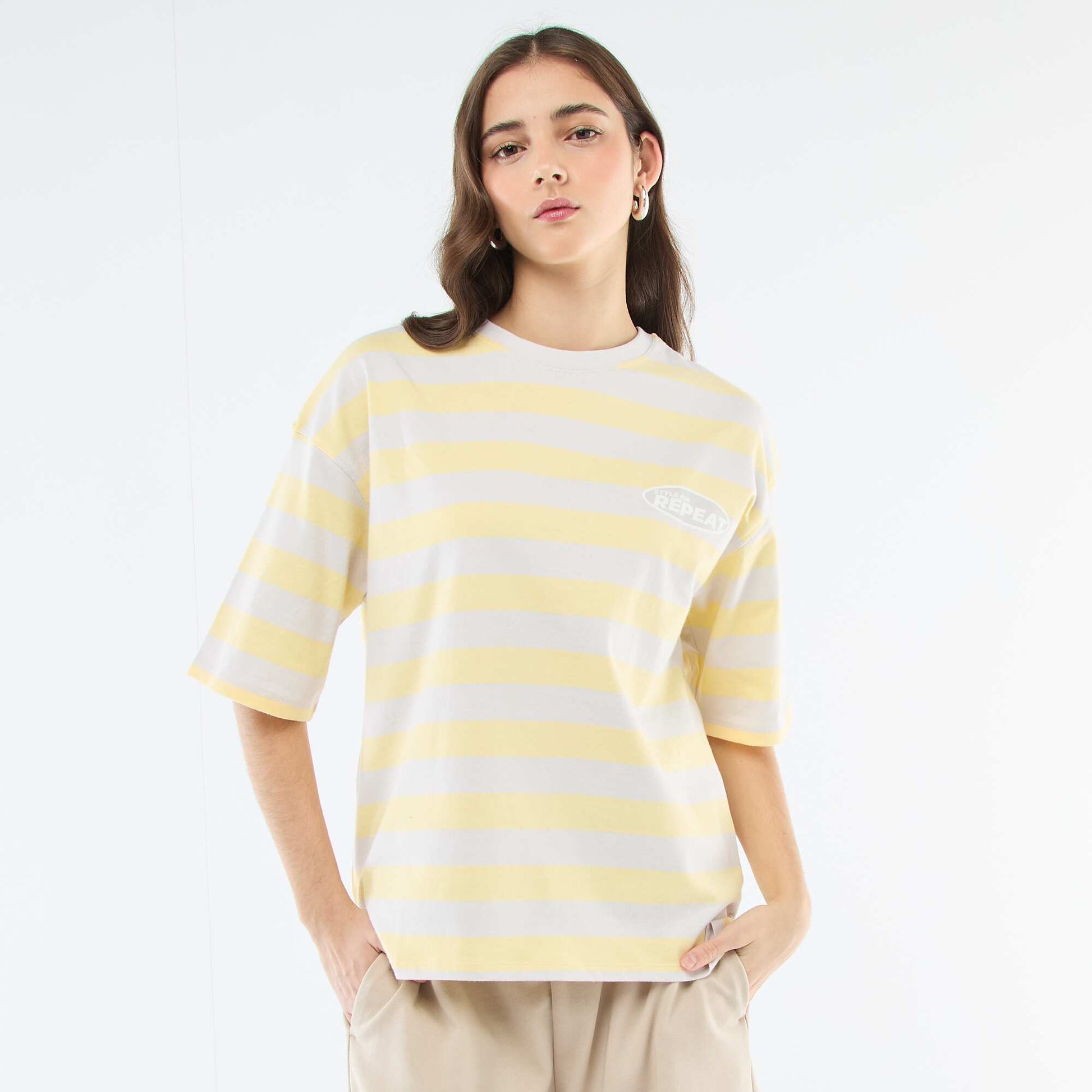 Wide Stripe T-shirt GREY