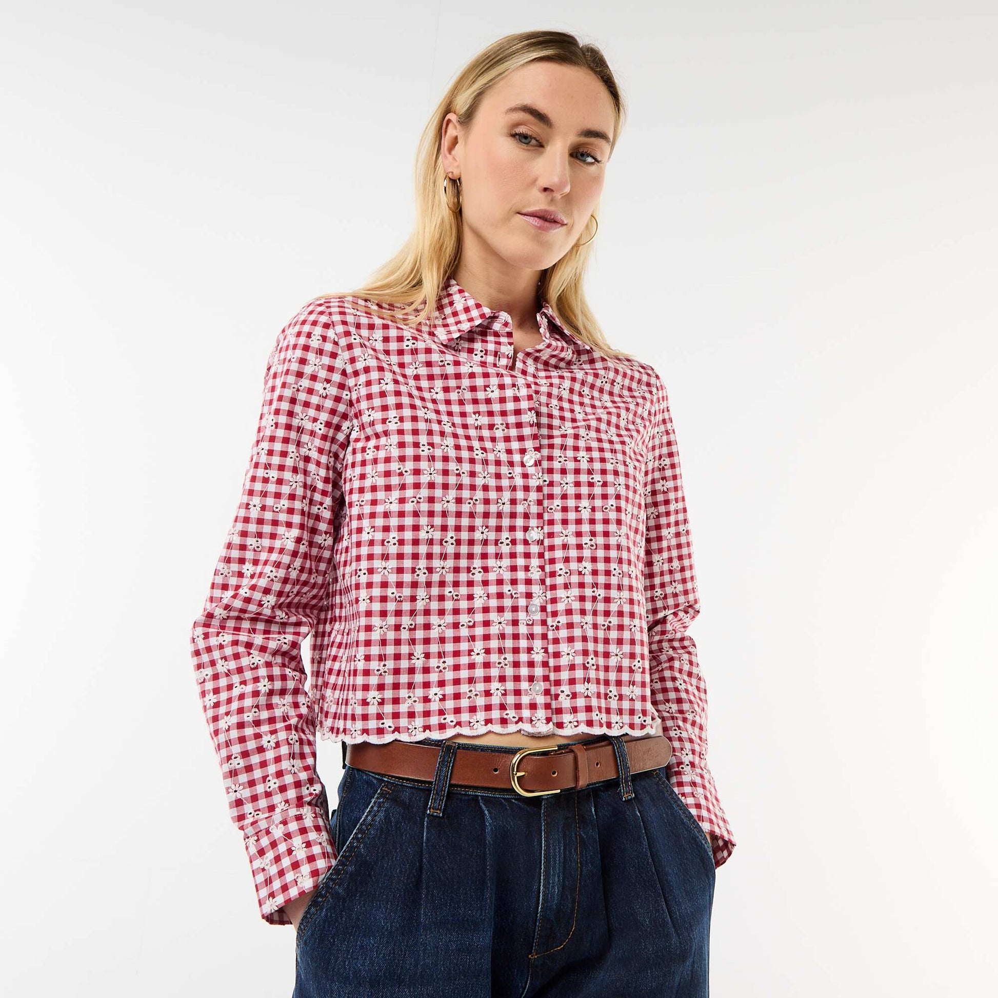 All-Over Embroidered Shirt RED