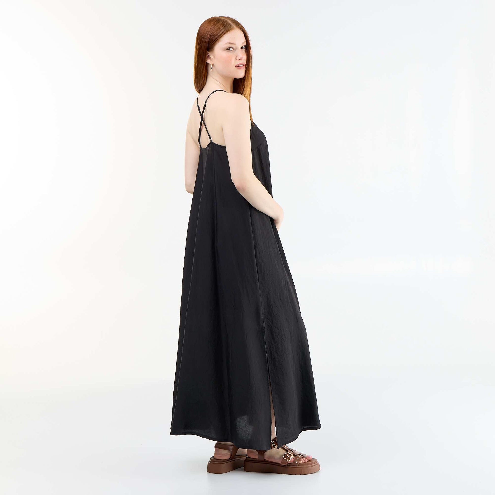 Fluid long dress BLACK