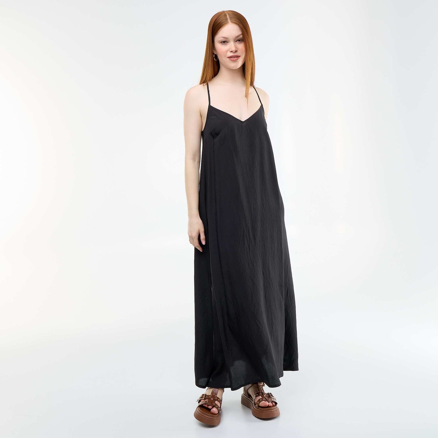 Fluid long dress BLACK