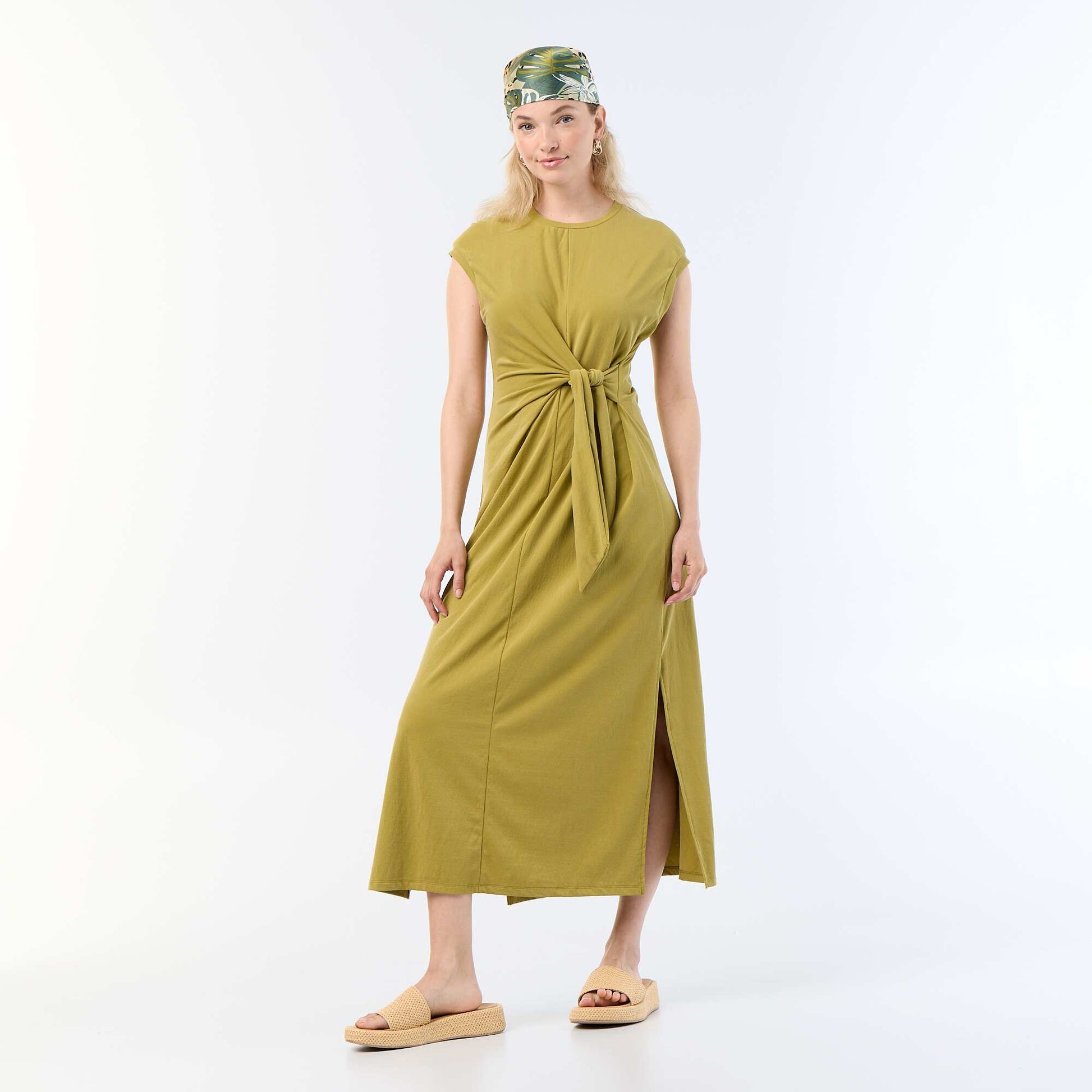 Long Tie-Waist Dress GREEN