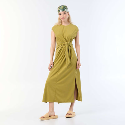 Long Tie-Waist Dress GREEN