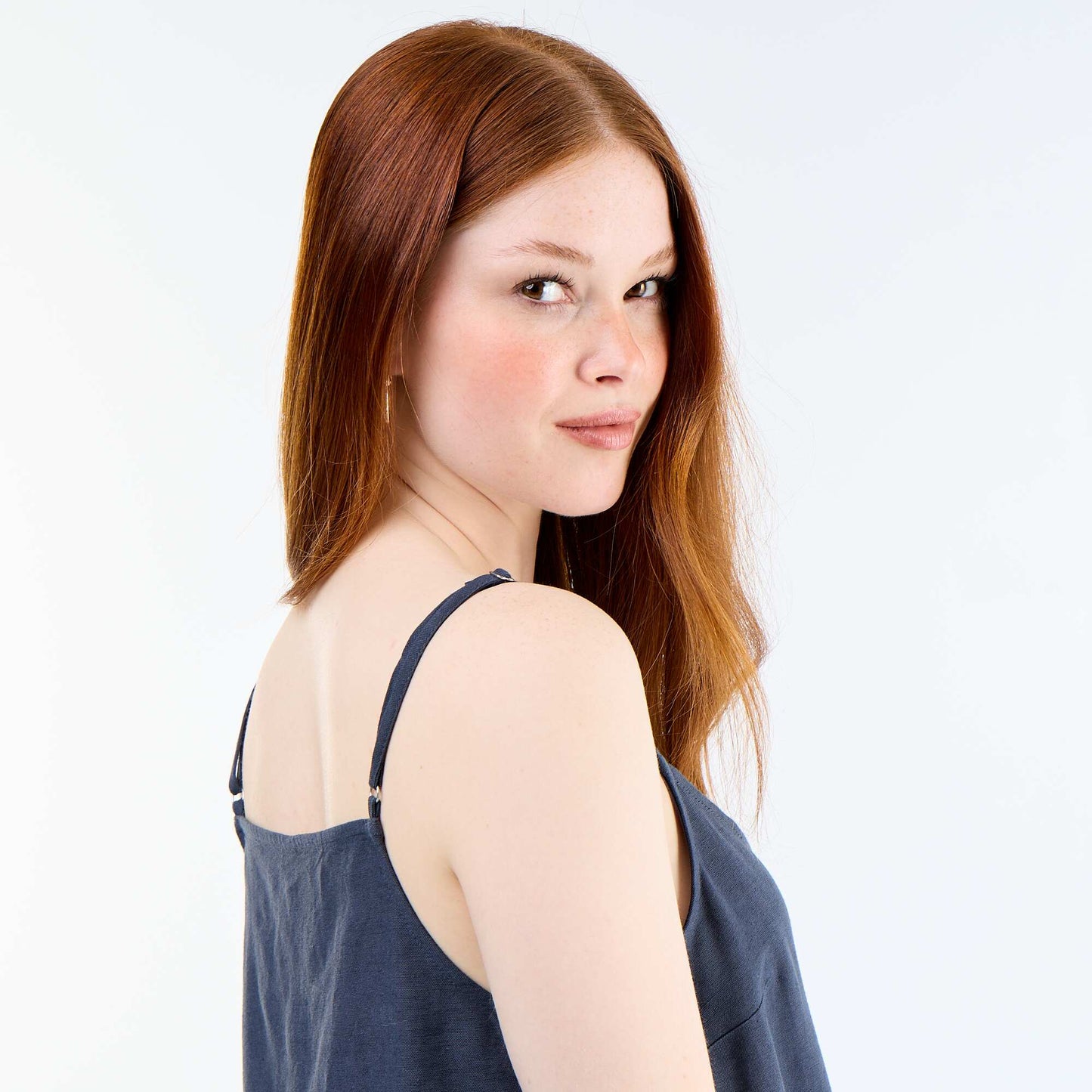 Short dress with thin adjustable straps BLUE