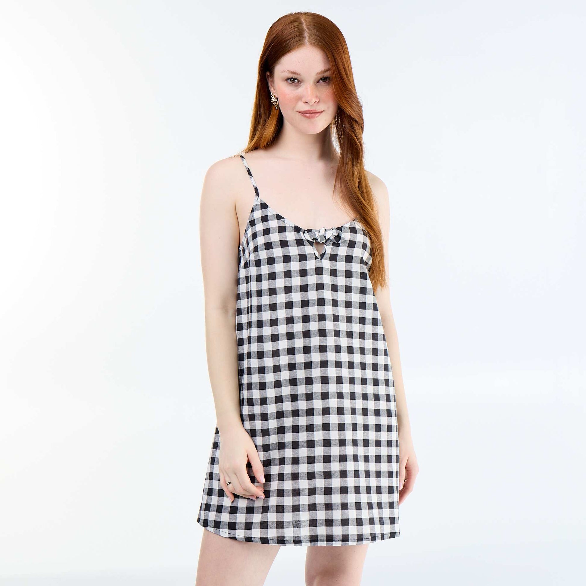 Short dress with thin adjustable straps BLACK