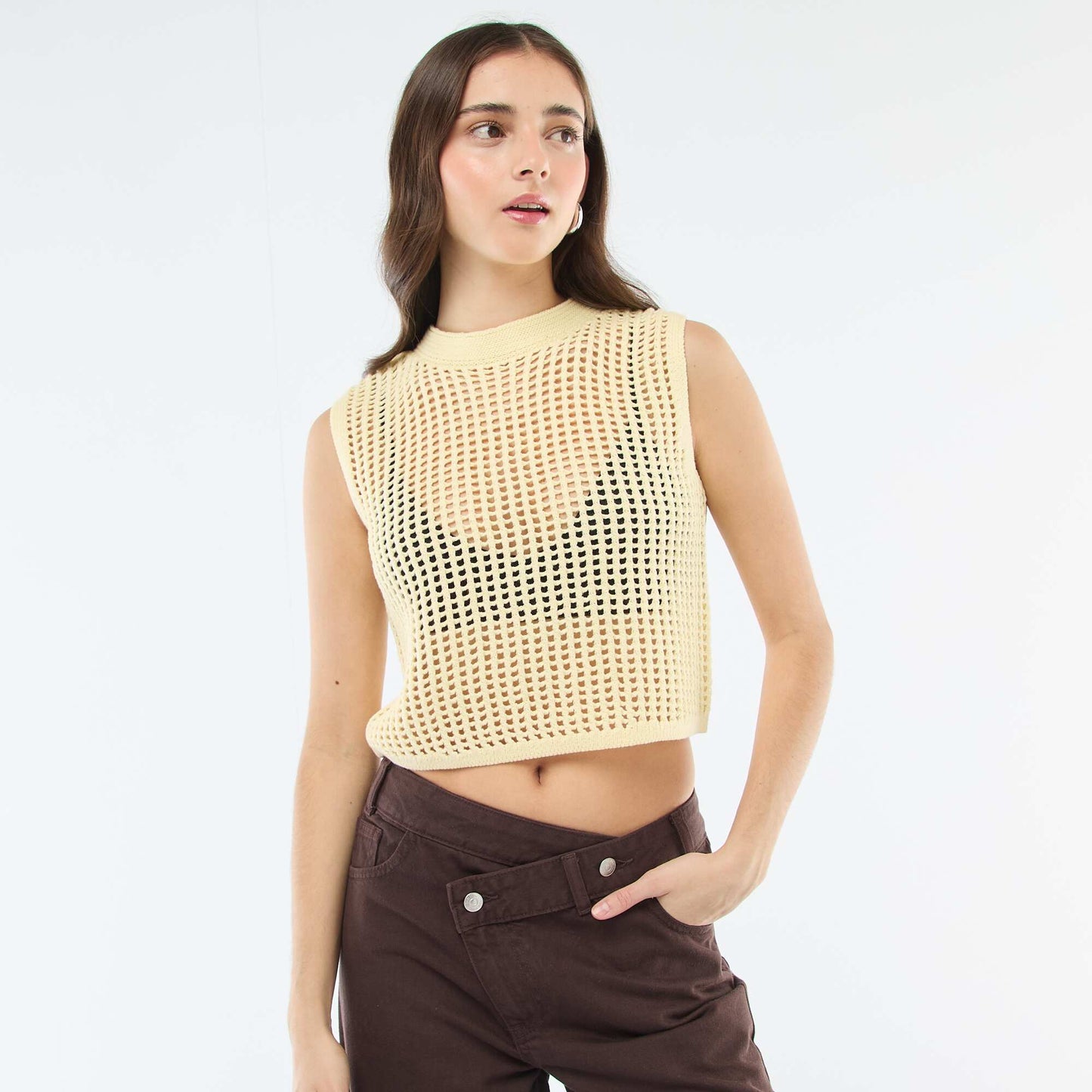 Crochet Sleeveless Top YELLOW