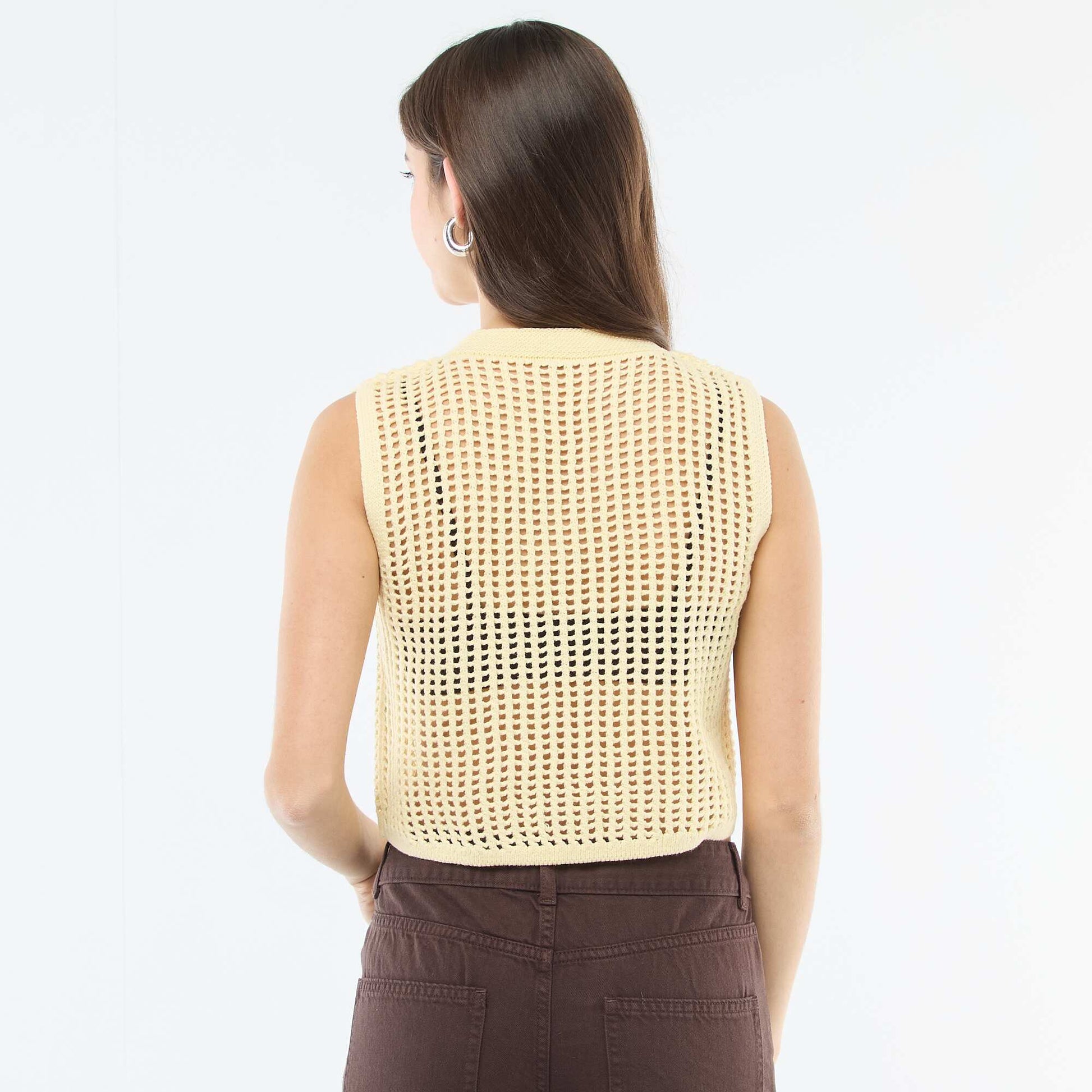 Crochet Sleeveless Top YELLOW
