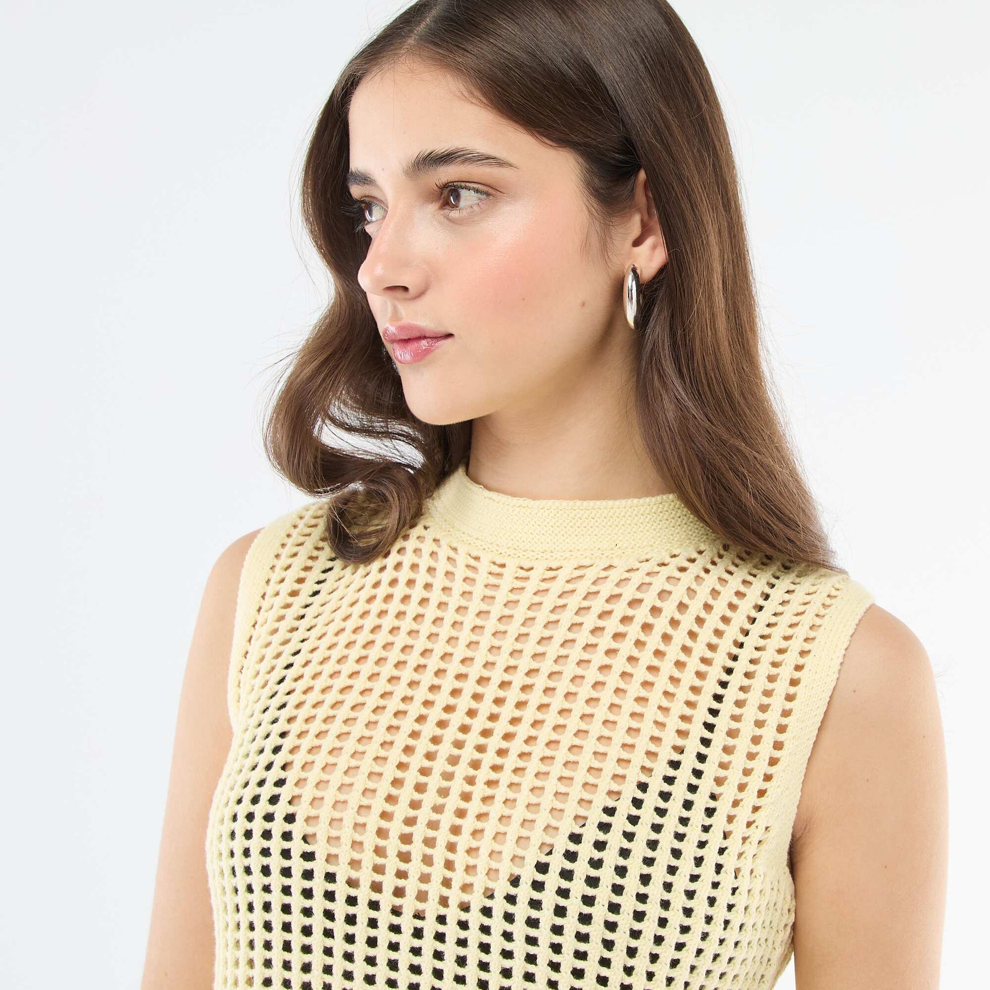 Crochet Sleeveless Top YELLOW