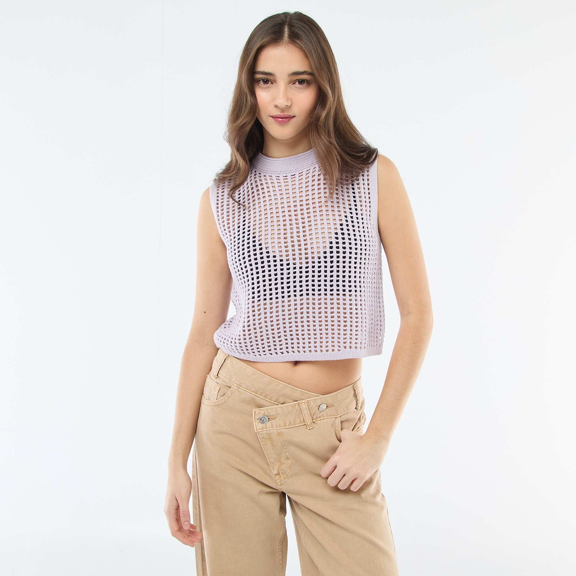 Crochet Sleeveless Top PINK