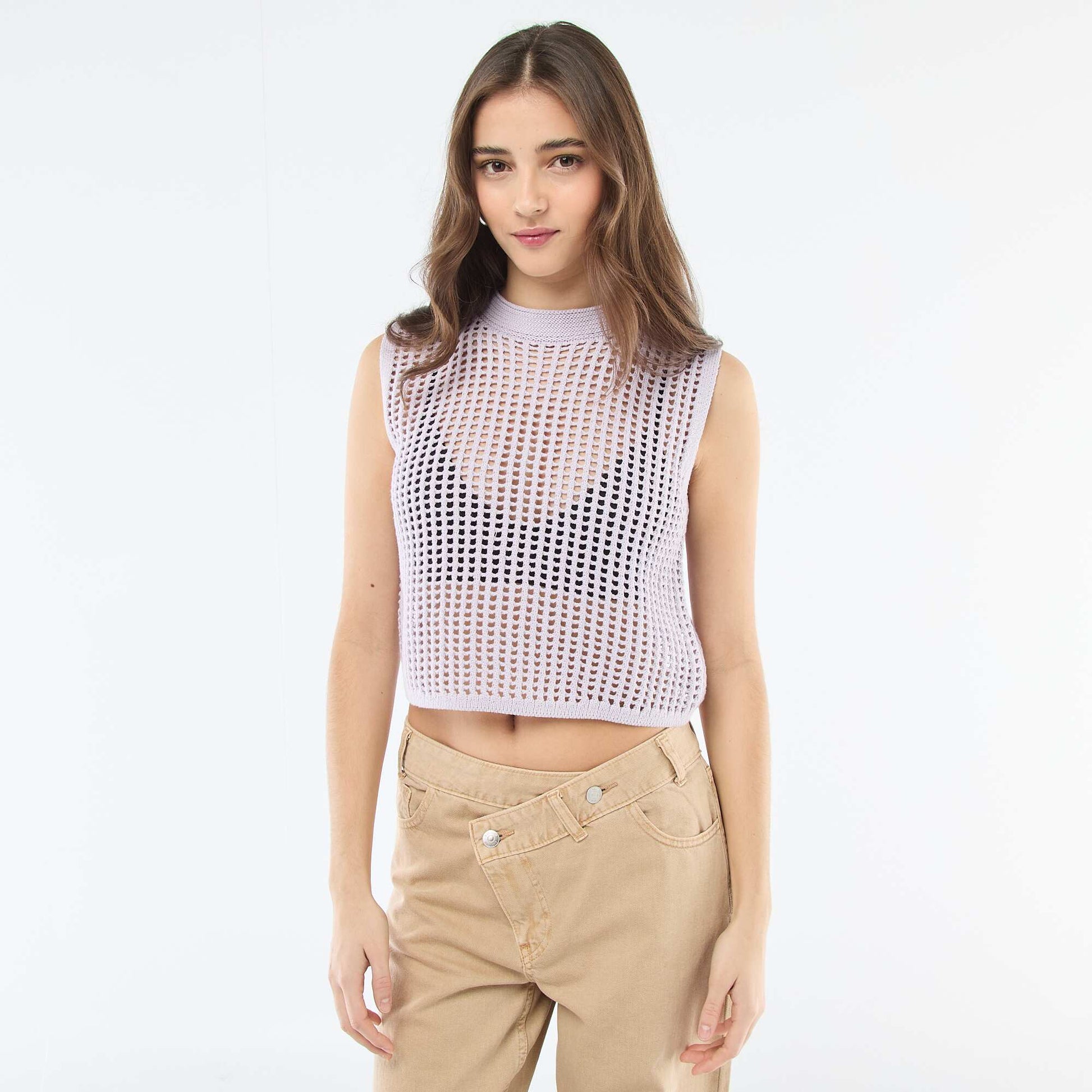 Crochet Sleeveless Top PINK