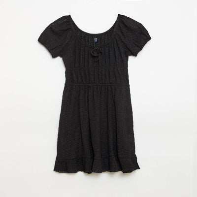 Short-sleeved balloon dress BLACK