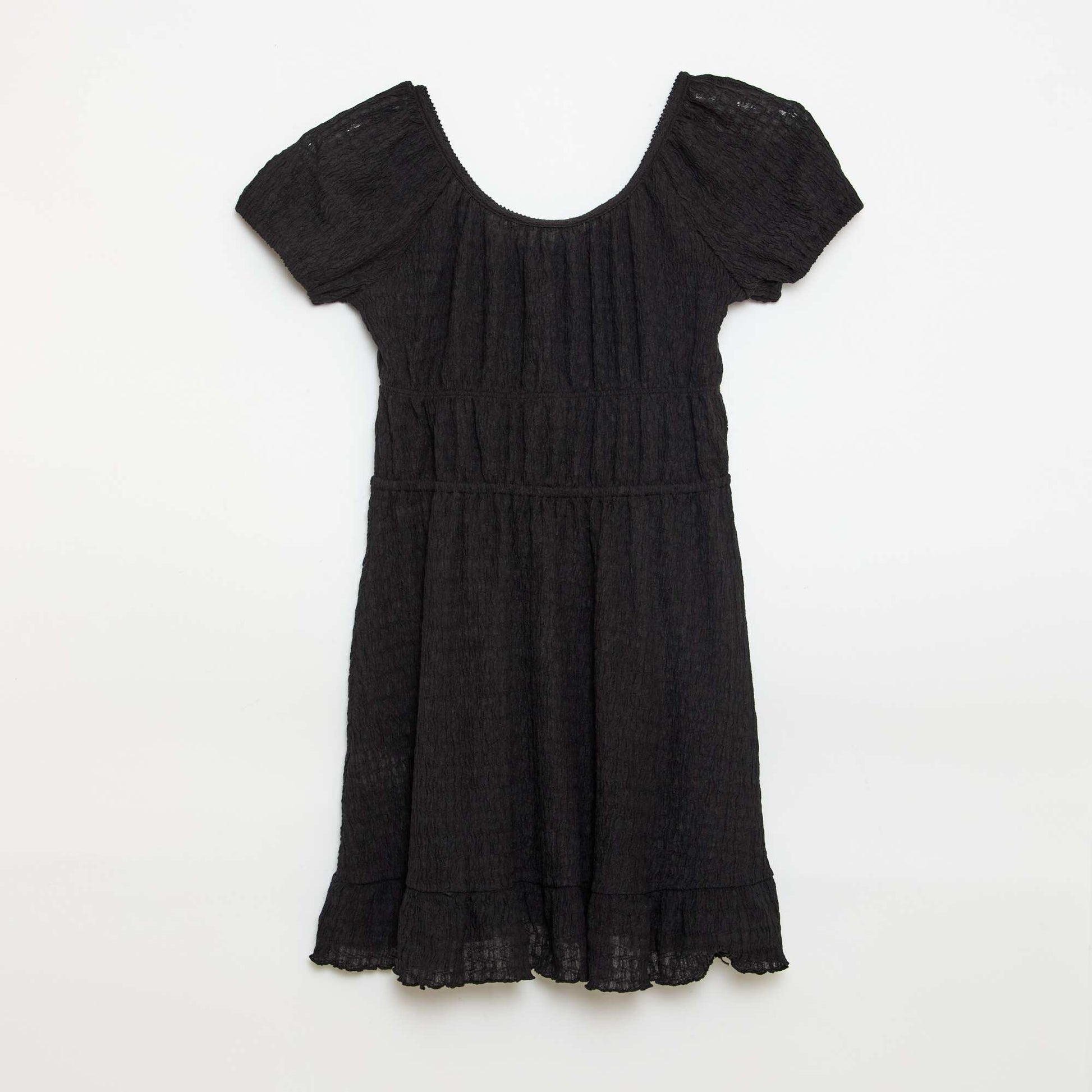 Short-sleeved balloon dress BLACK
