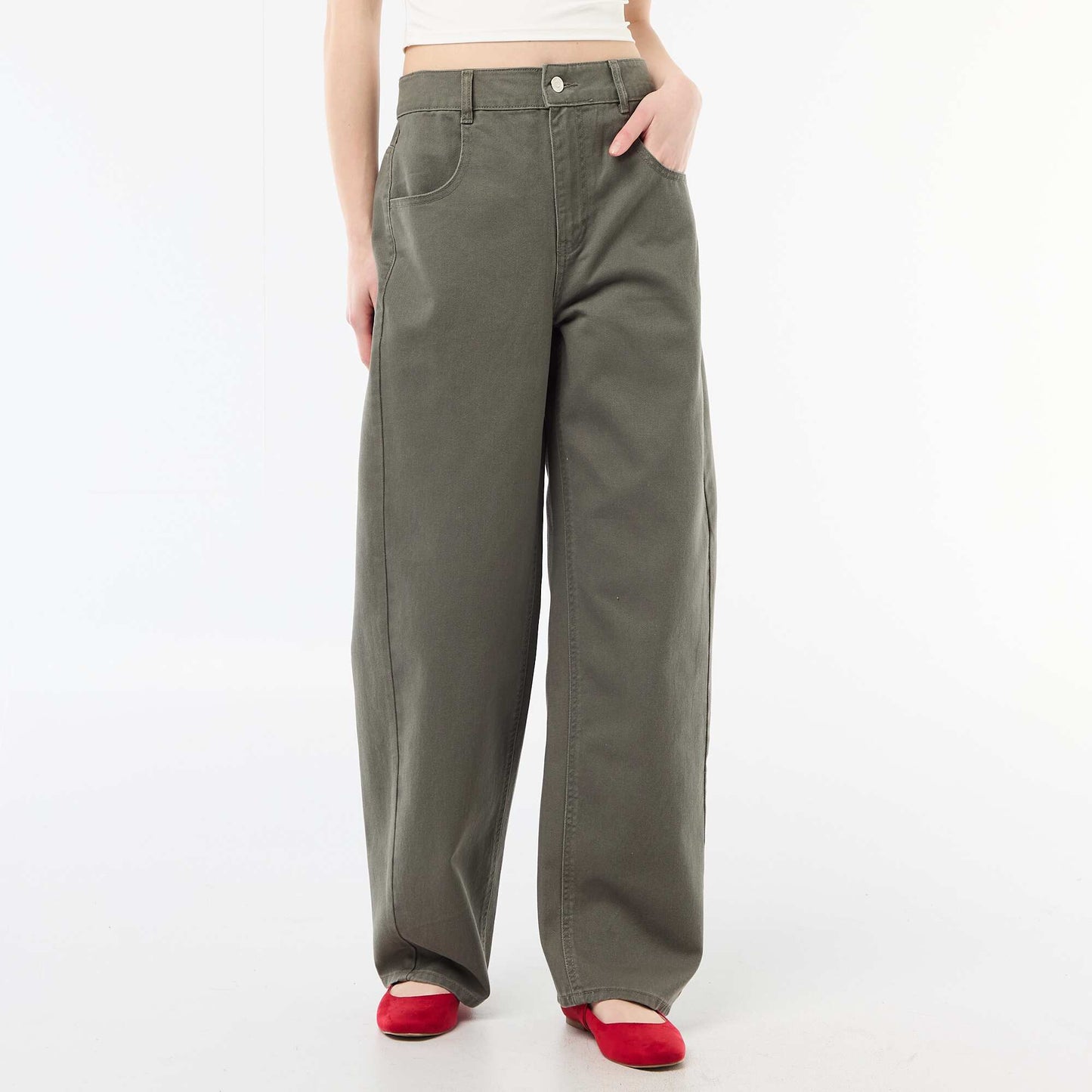Balloon Fit Trousers KHAKI