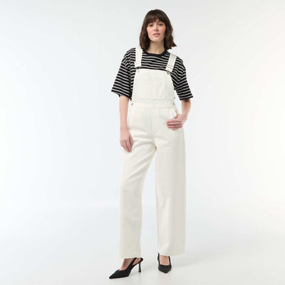 Denim Overalls with Front Pocket WHITE