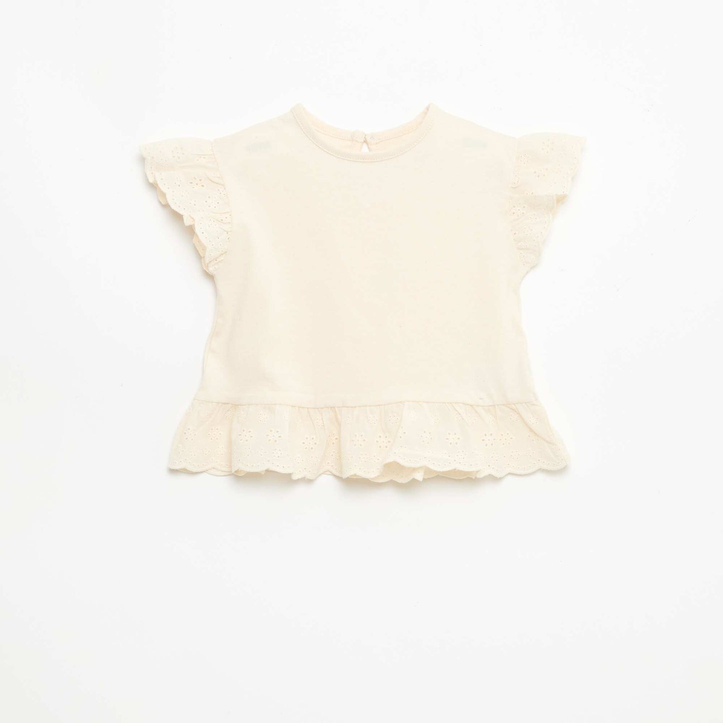 Eyelet Embroidery Jersey T-Shirt WHITE