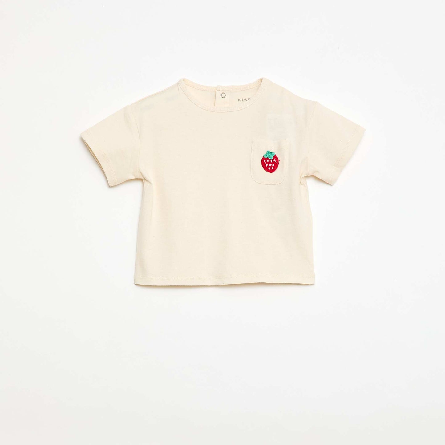 T-shirt with decorative pocket and embroidery WHITE
