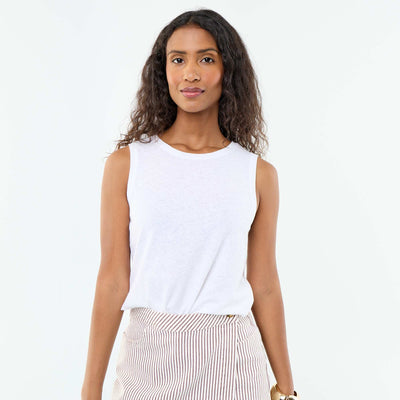 Sleeveless vest top WHITE