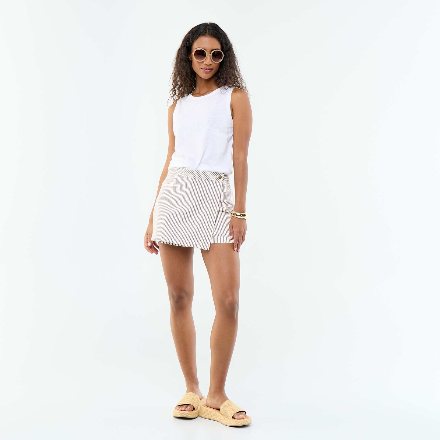 Sleeveless vest top WHITE