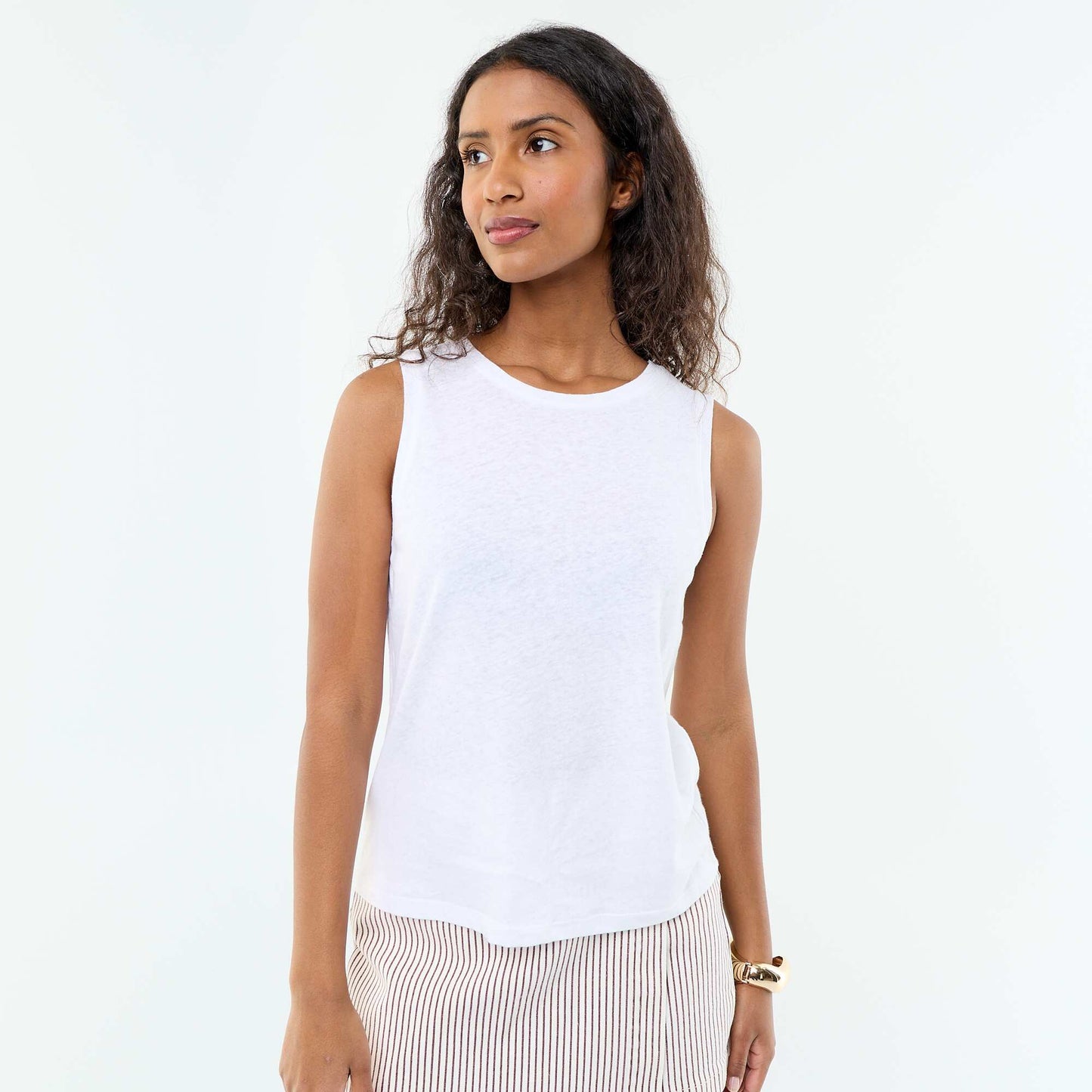 Sleeveless vest top WHITE