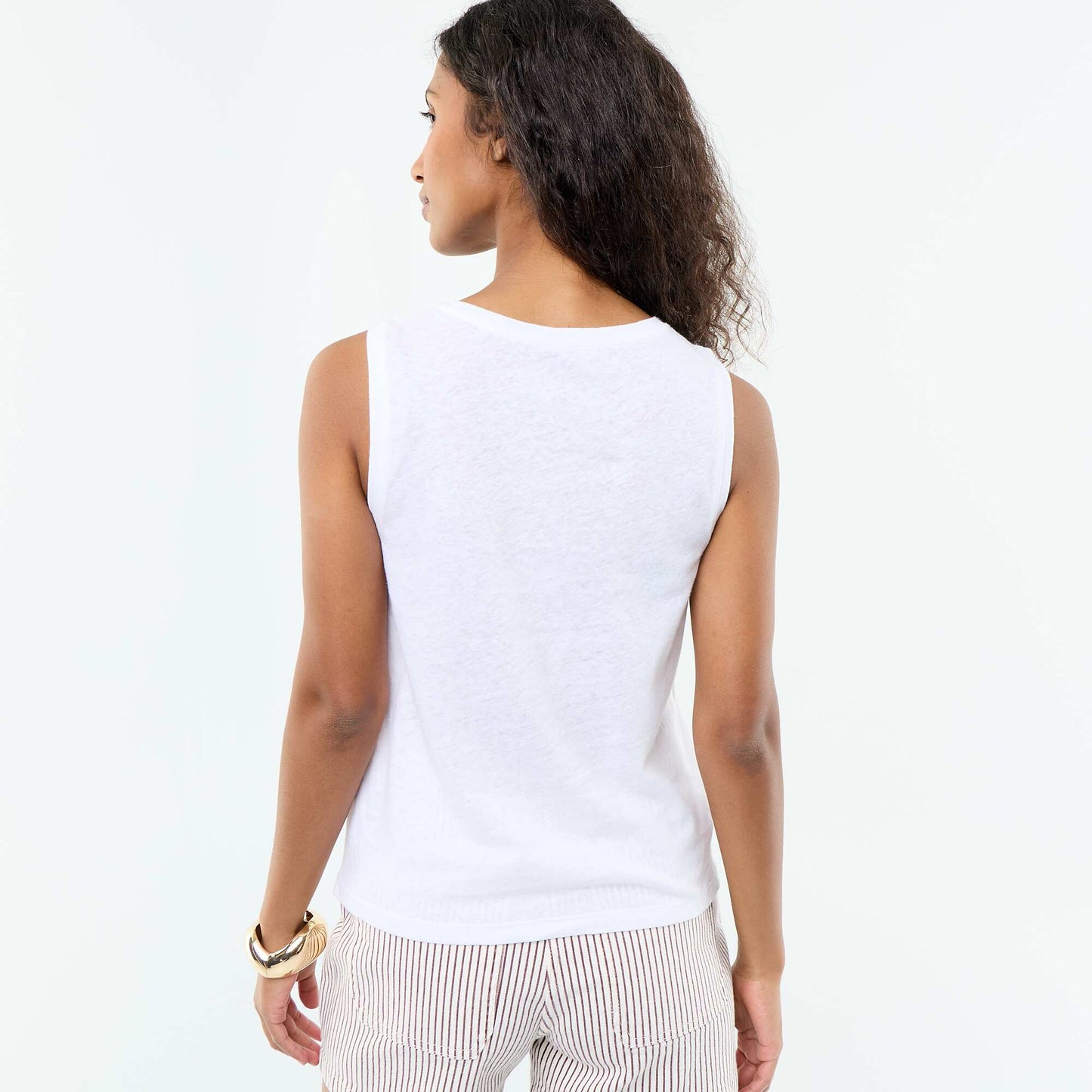 Sleeveless vest top WHITE