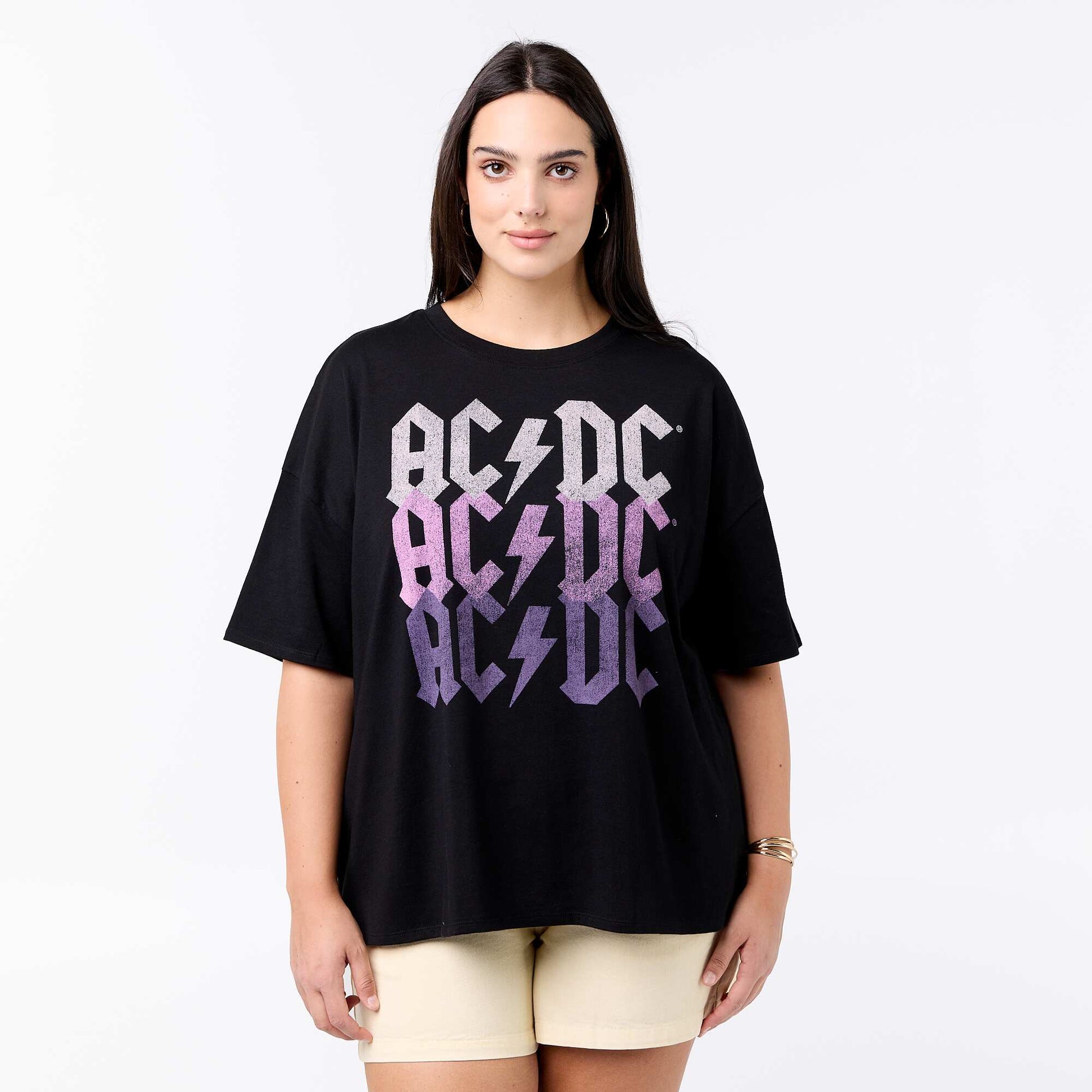 Solid T-shirt with Embroidered & Macramé Sleeves BLACK