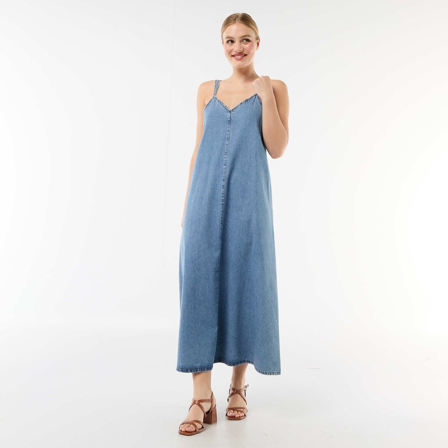 Longline Denim Dress BLUE