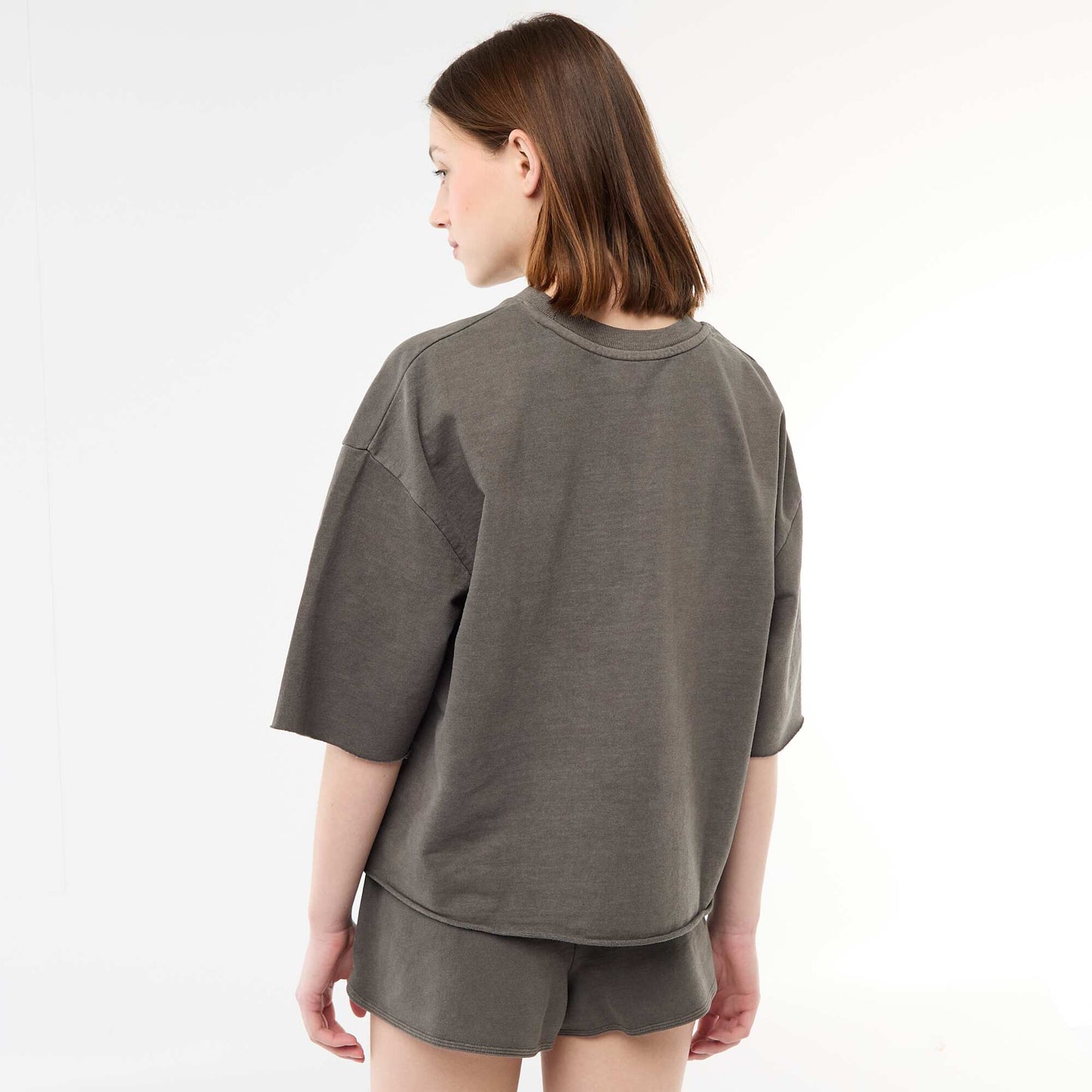 Oversized T-shirt with Slogan GREY