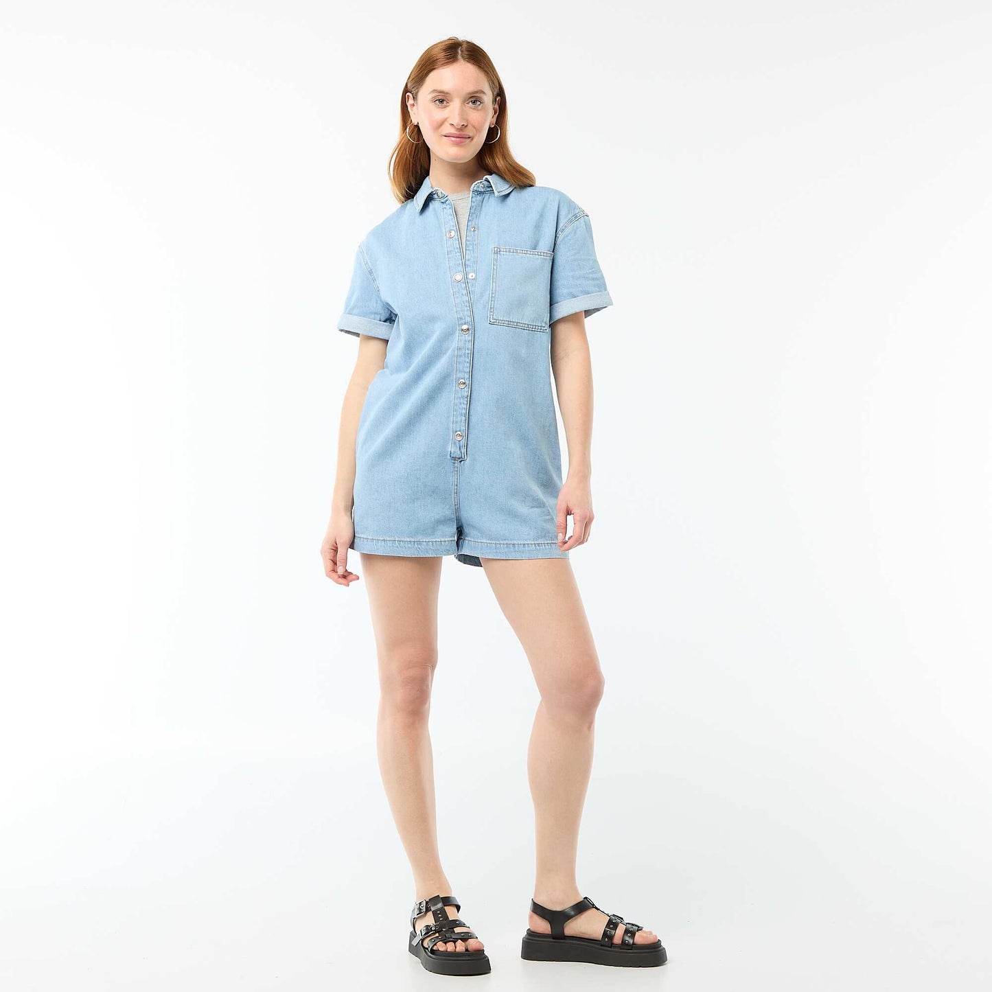 Denim Short Jumpsuit BLUE