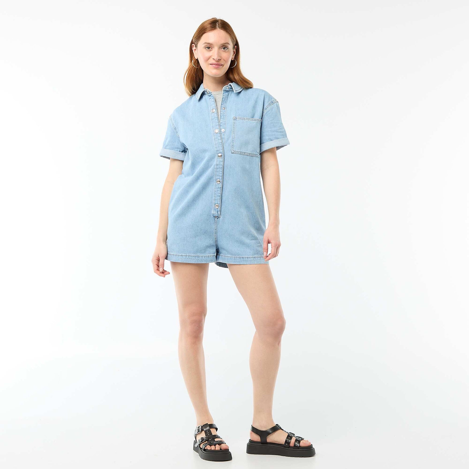 Denim Short Jumpsuit BLUE