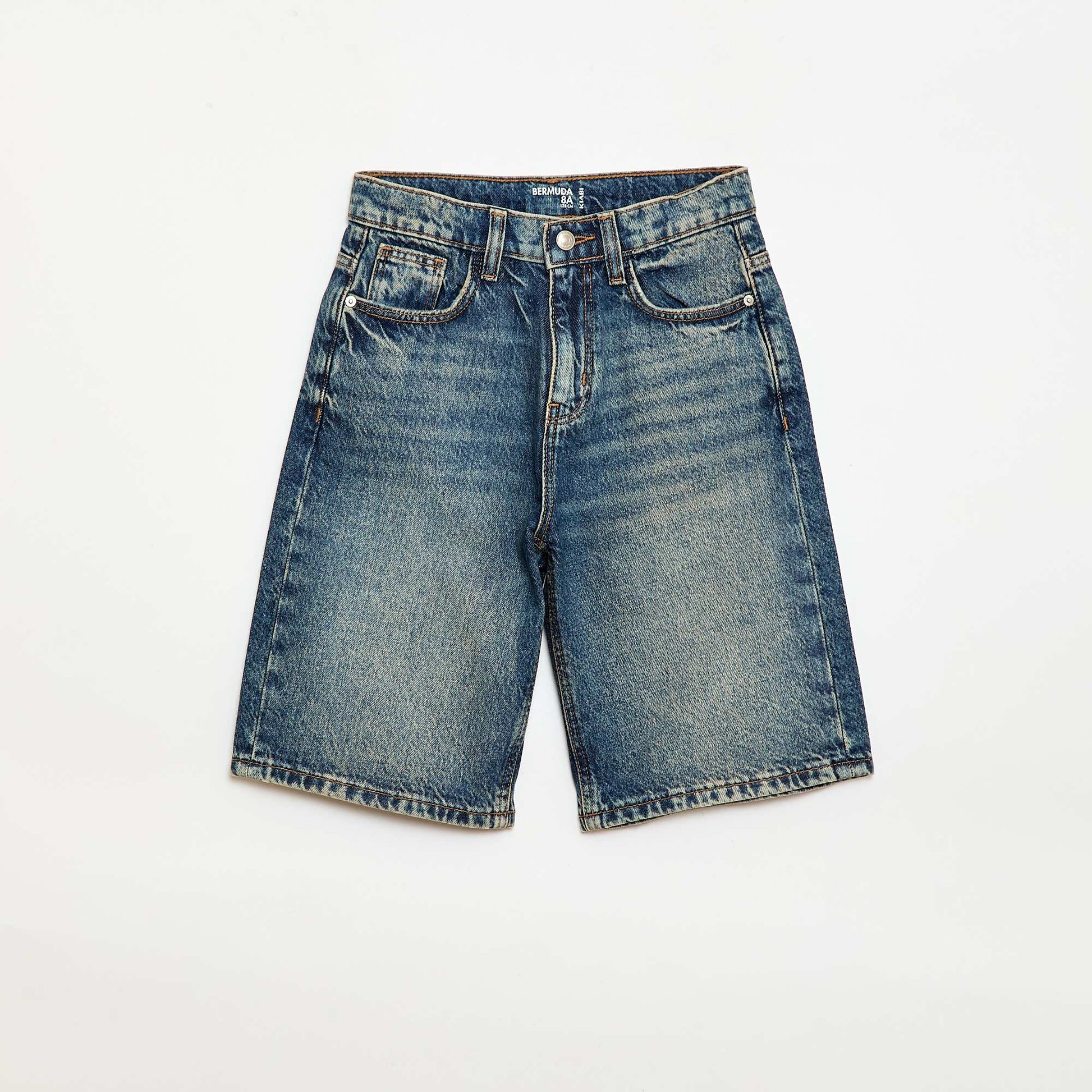 Baggy Denim Bermuda Shorts in Cotton BLUE