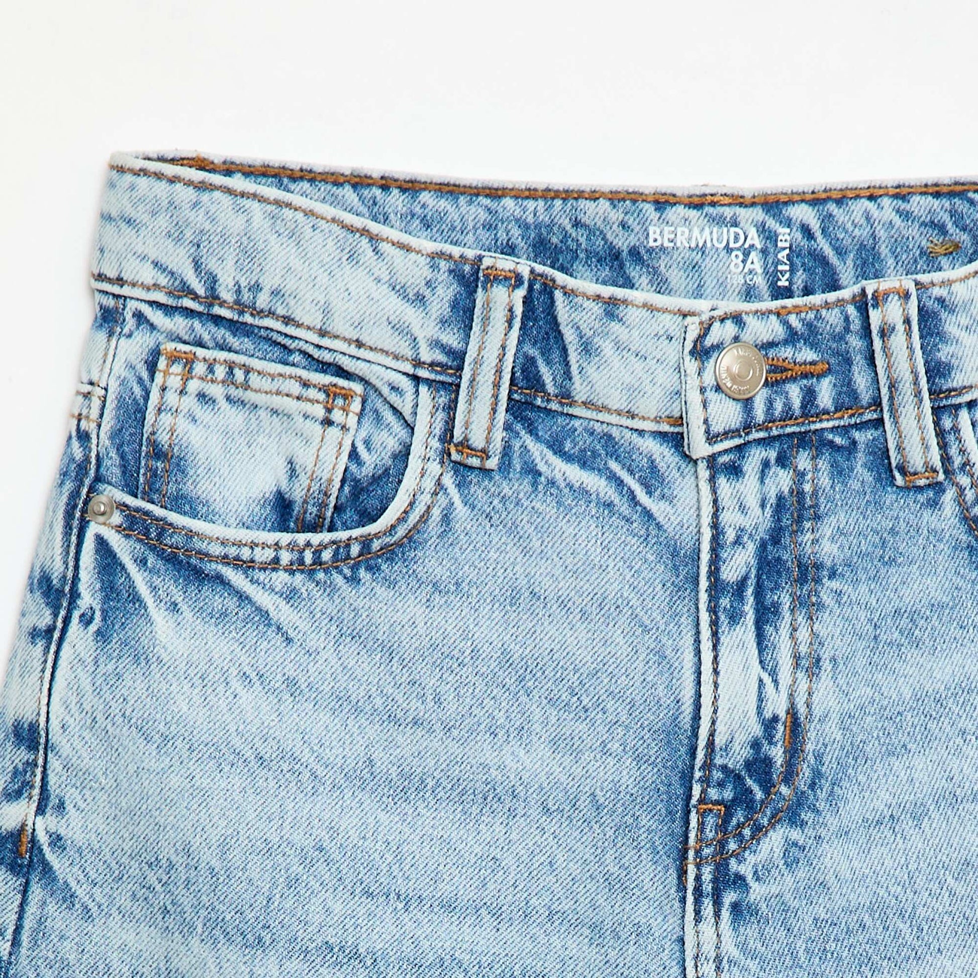 Baggy Denim Bermuda Shorts in Cotton BLUE