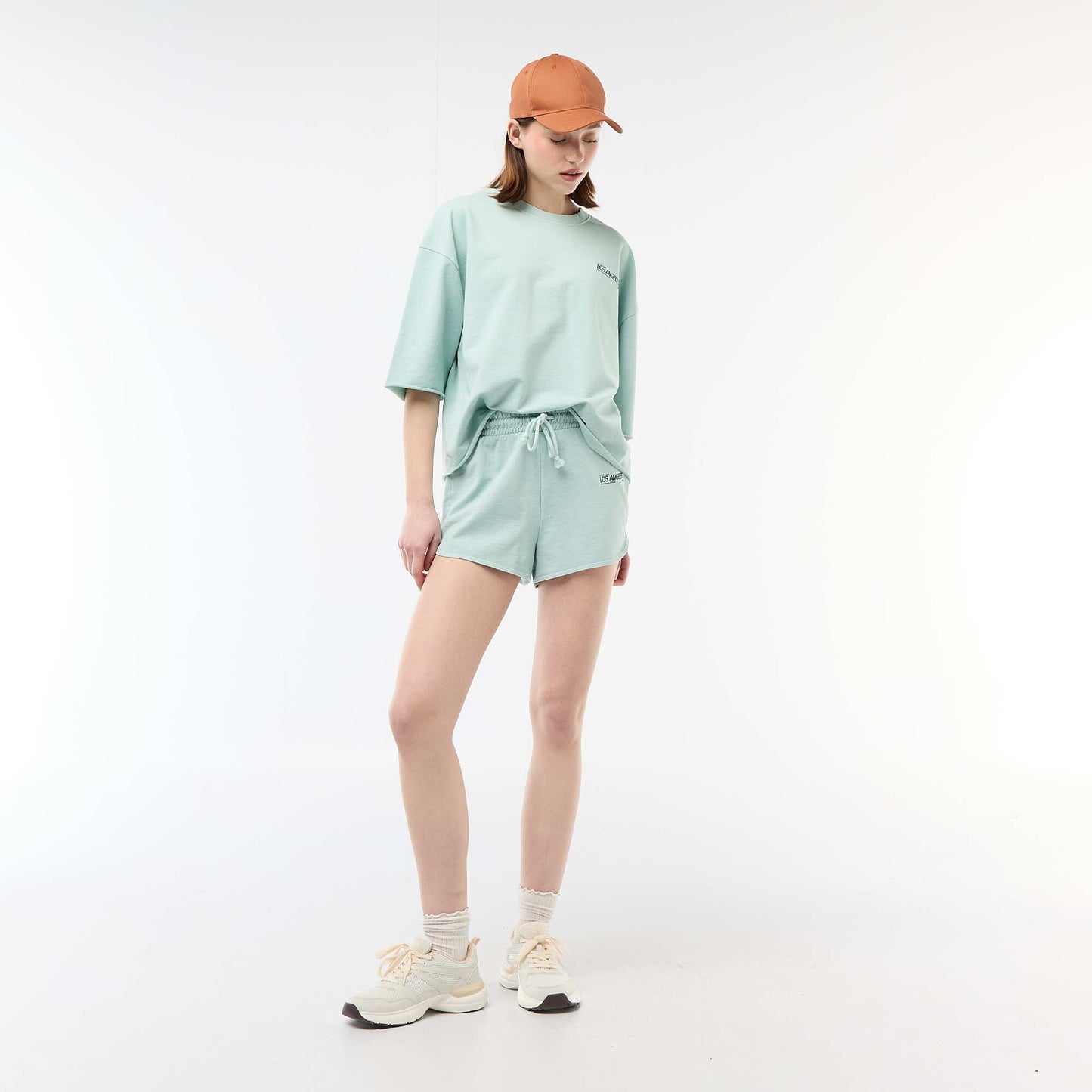 French Terry Short Shorts with Graphic BLUE