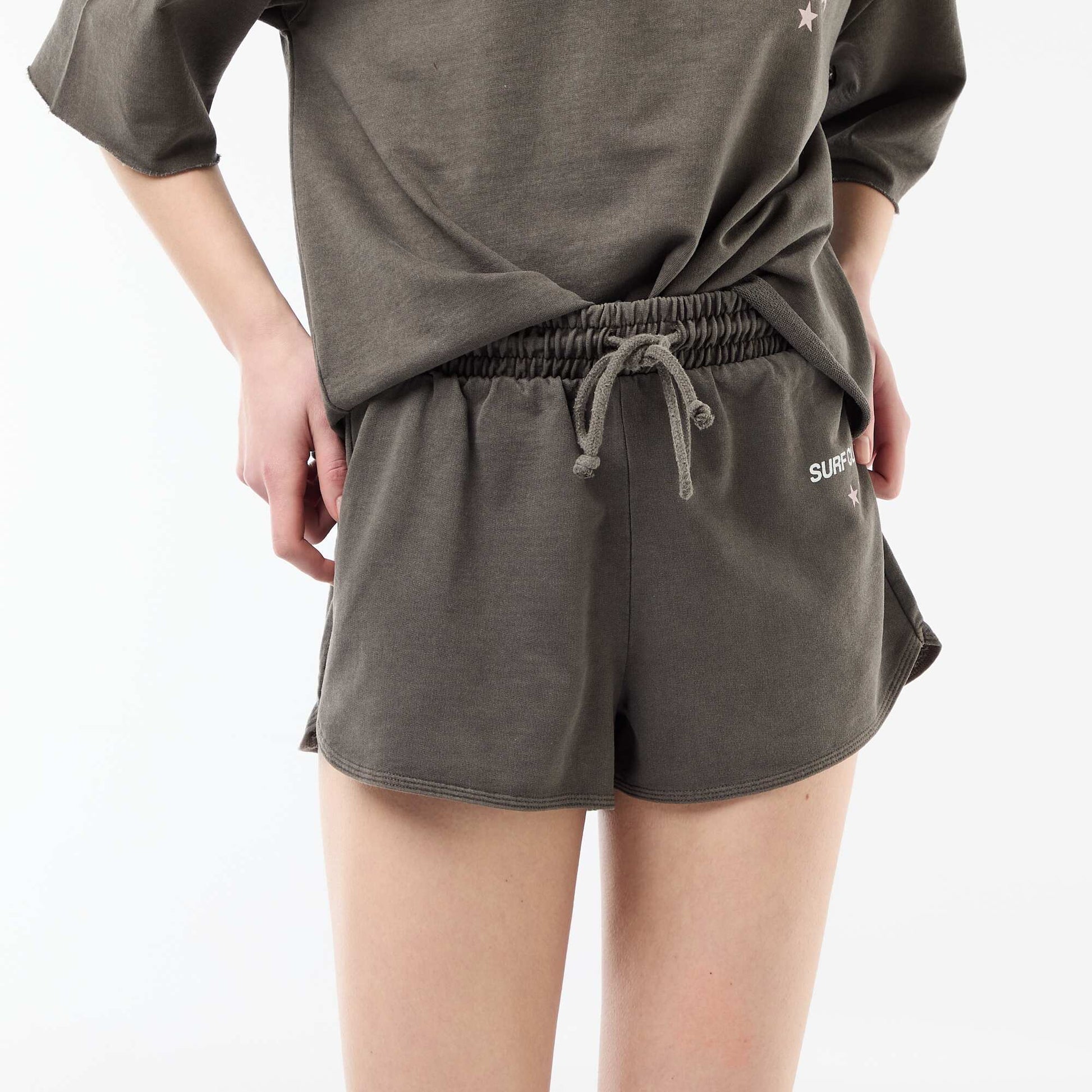 French Terry Short Shorts with Graphic GREY