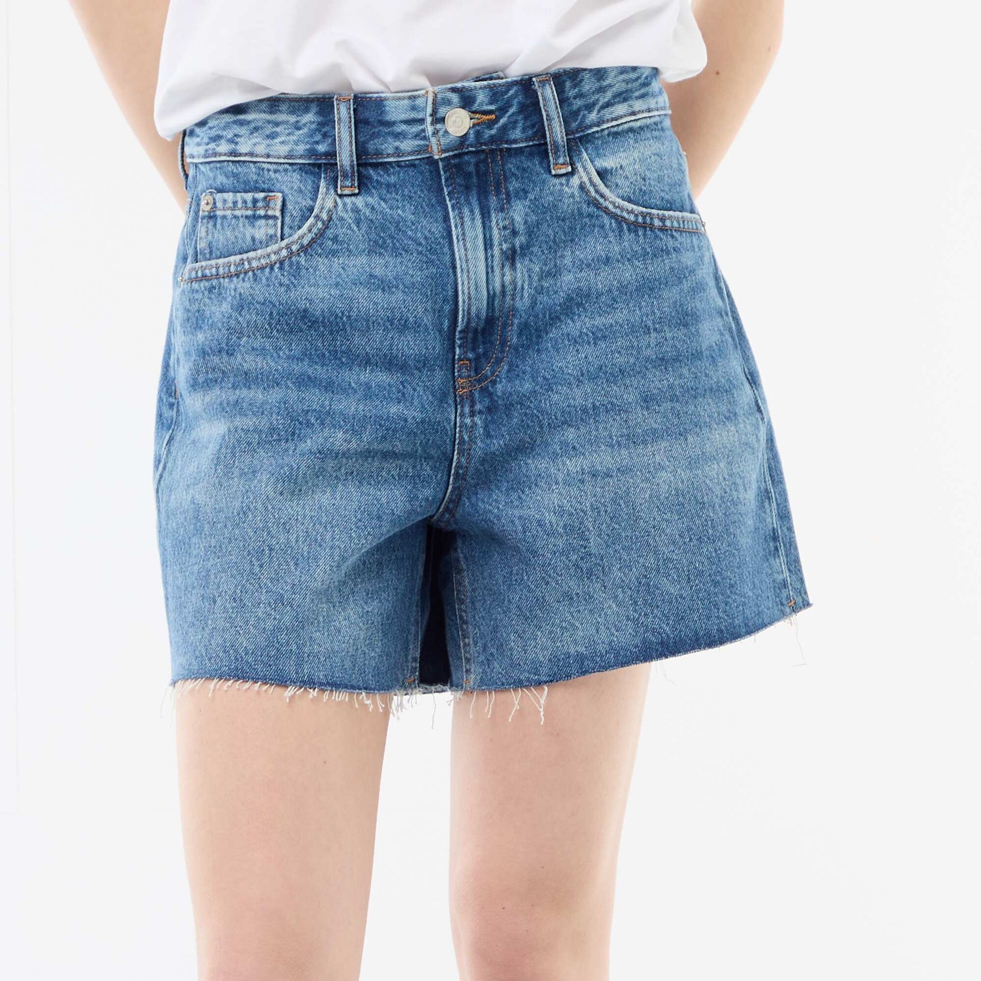 High-Waisted Denim Short Shorts BLUE