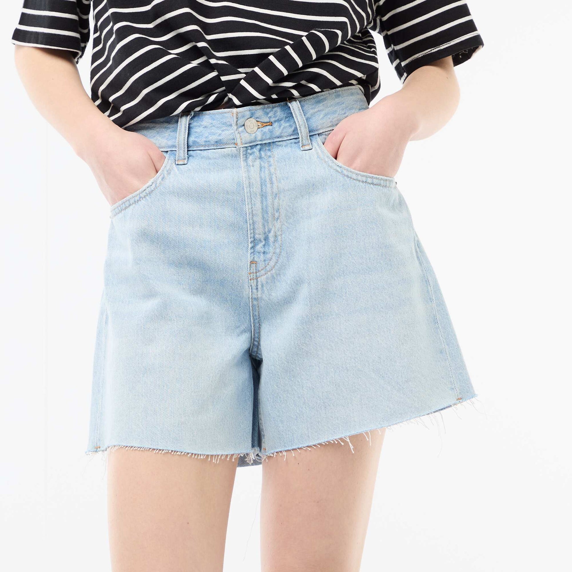 High-Waisted Denim Short Shorts BLUE