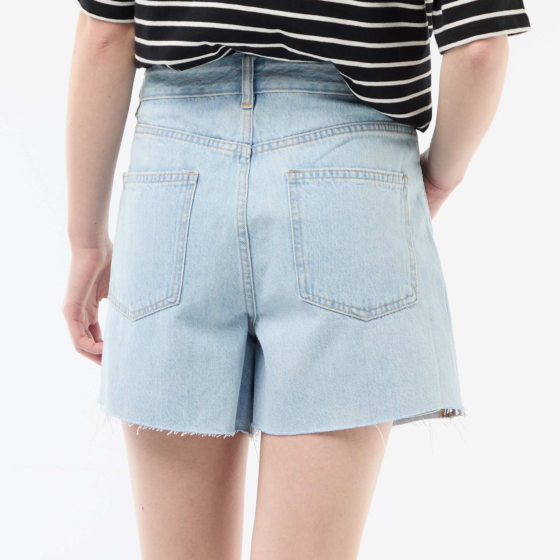 High-Waisted Denim Short Shorts BLUE