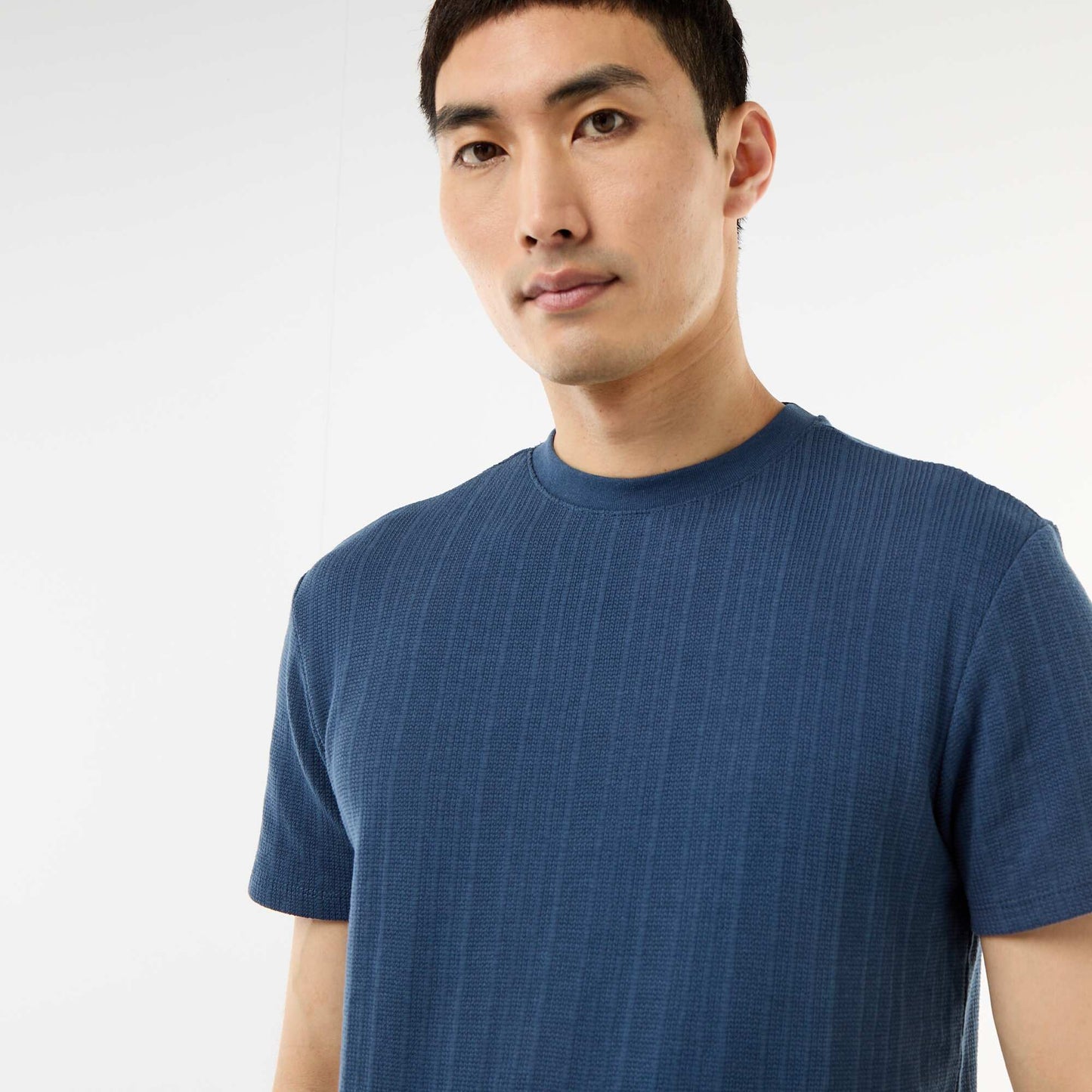 Textured Knit Short-Sleeve T-Shirt BLUE