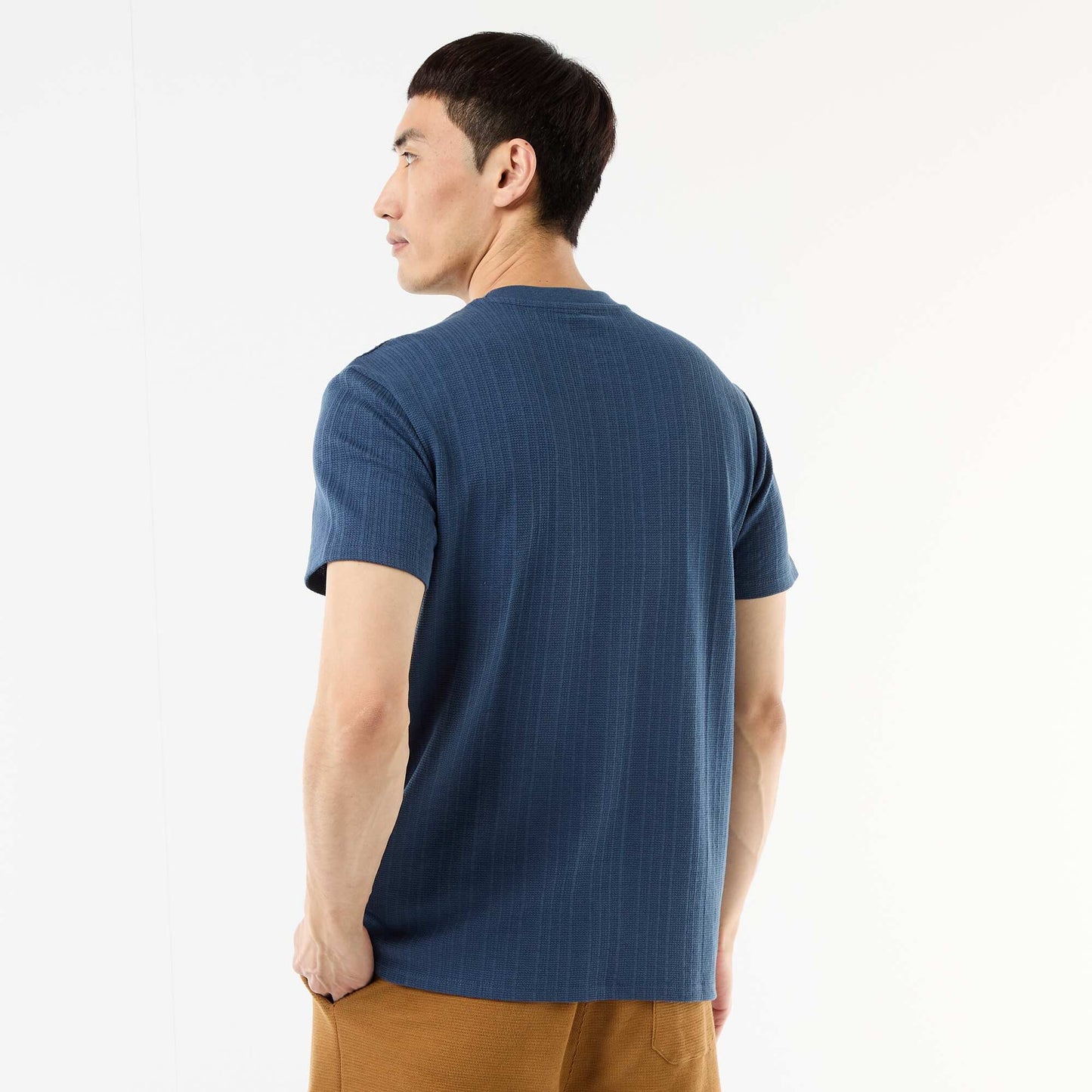 Textured Knit Short-Sleeve T-Shirt BLUE