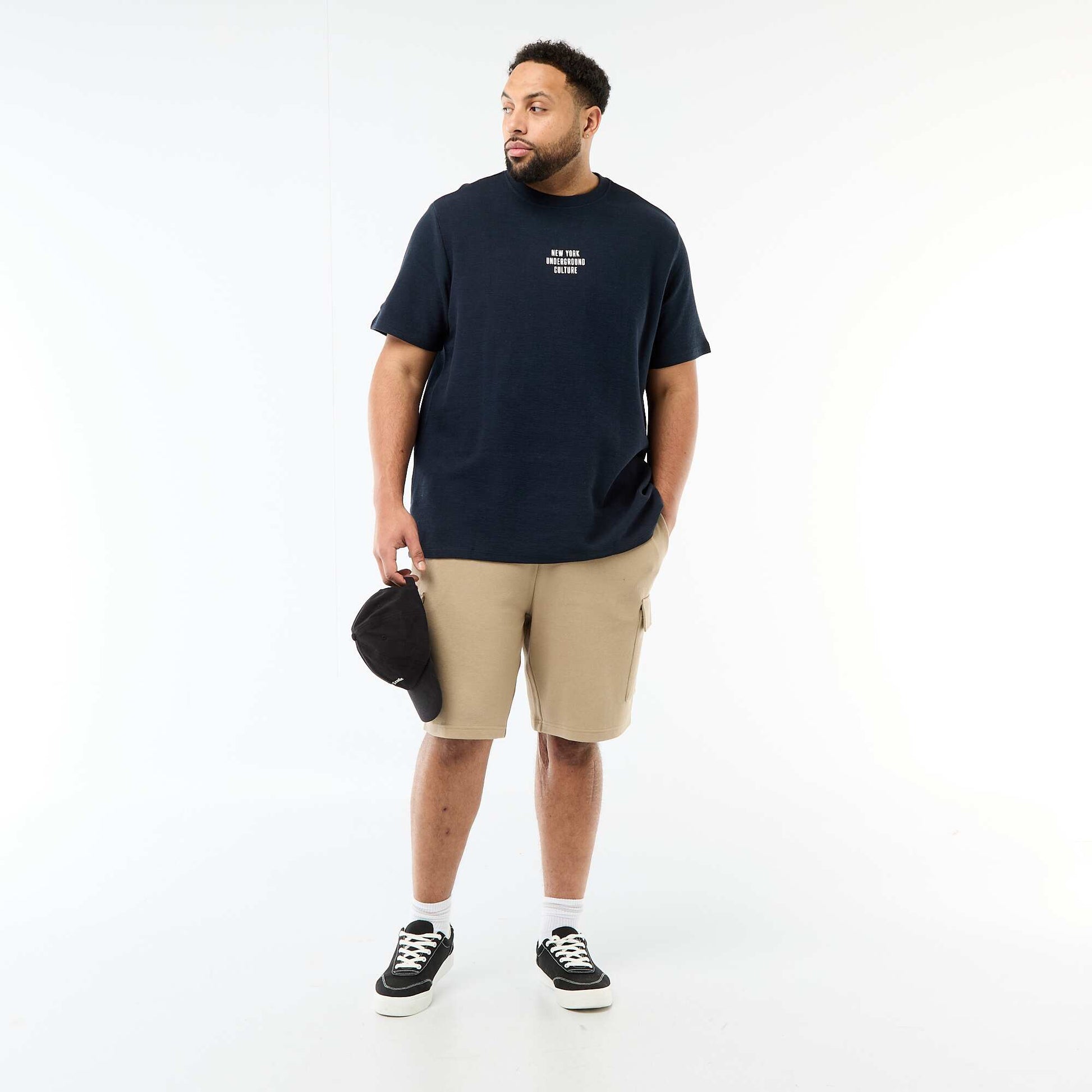 Short-Sleeve Crew Neck Jacquard Cotton T-Shirt GREY