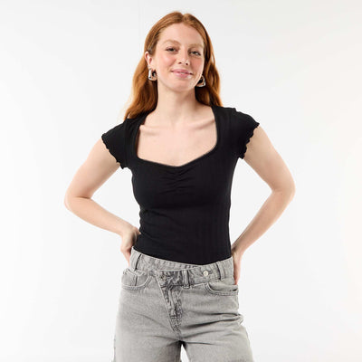 High-Waisted Denim Shorts GREY