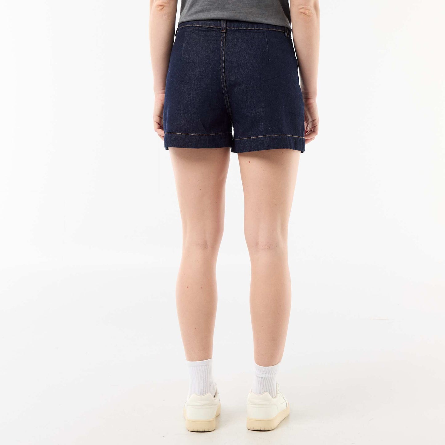 Denim shorts with braided pockets BLUE