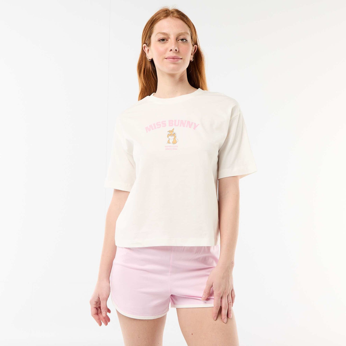 'Miss Bunny' Short Pyjamas - 2-Piece Set WHITE