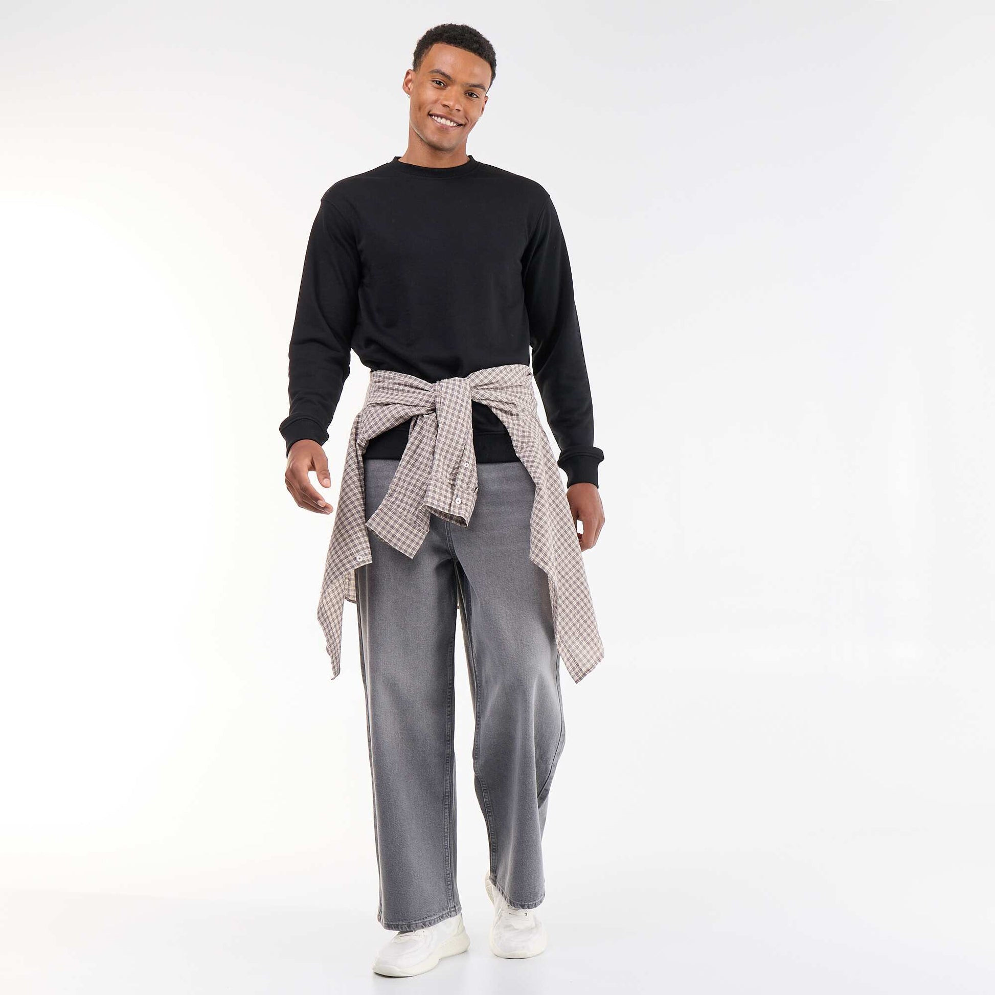 Plain French Terry Sweatshirt BLACK