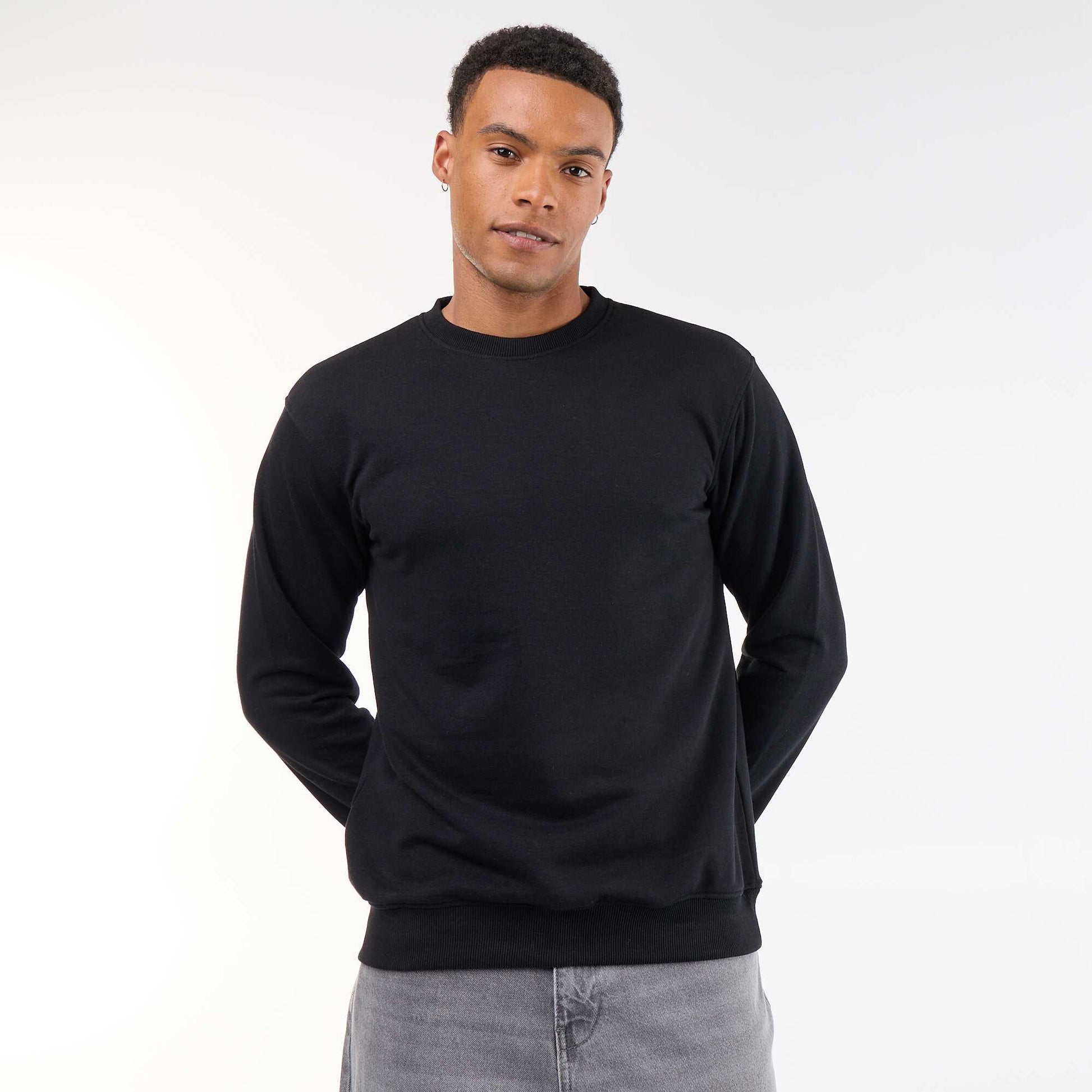 Plain French Terry Sweatshirt BLACK