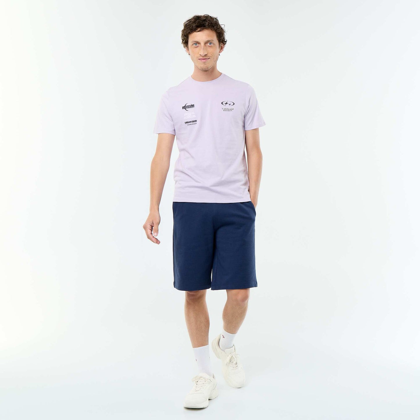 Short-sleeved graphic print T-shirt PURPLE