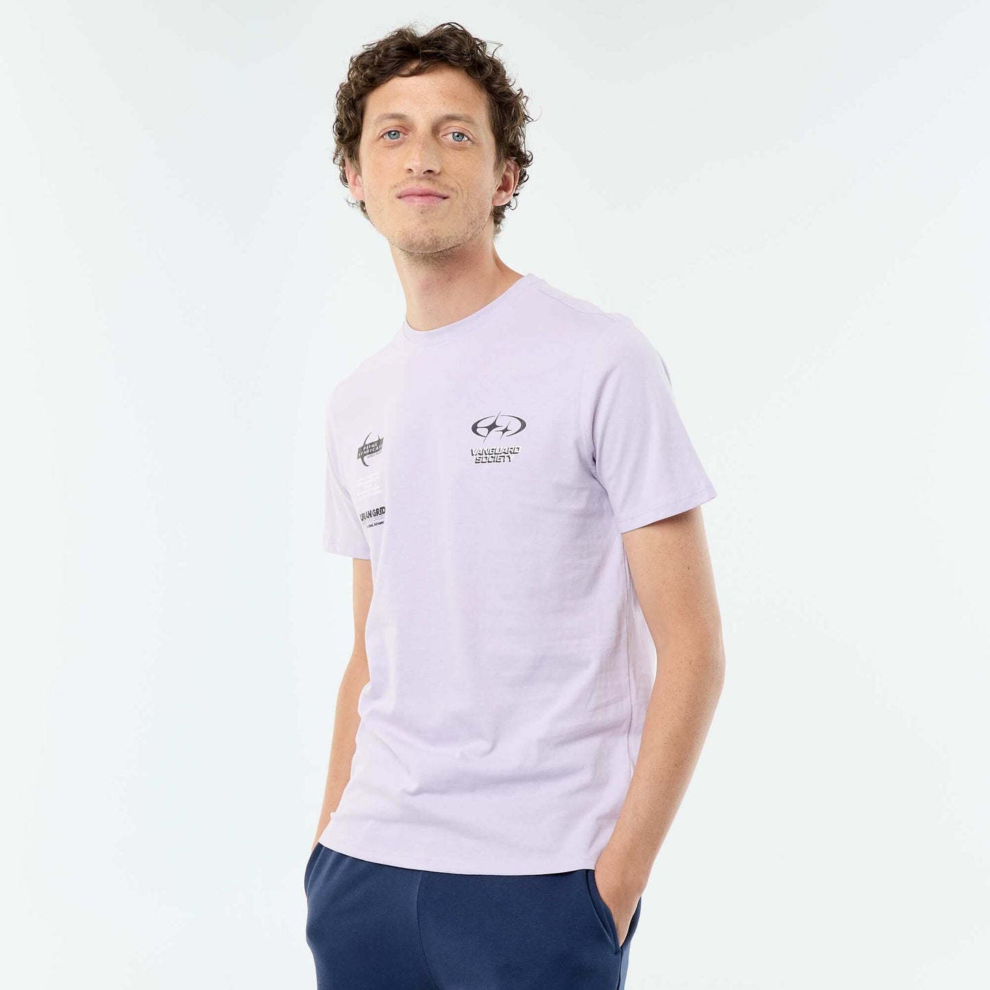 Short-sleeved graphic print T-shirt PURPLE