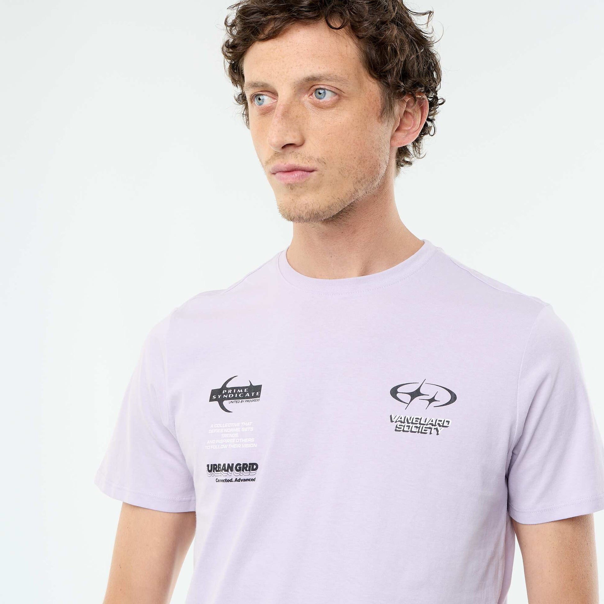 Short-sleeved graphic print T-shirt PURPLE