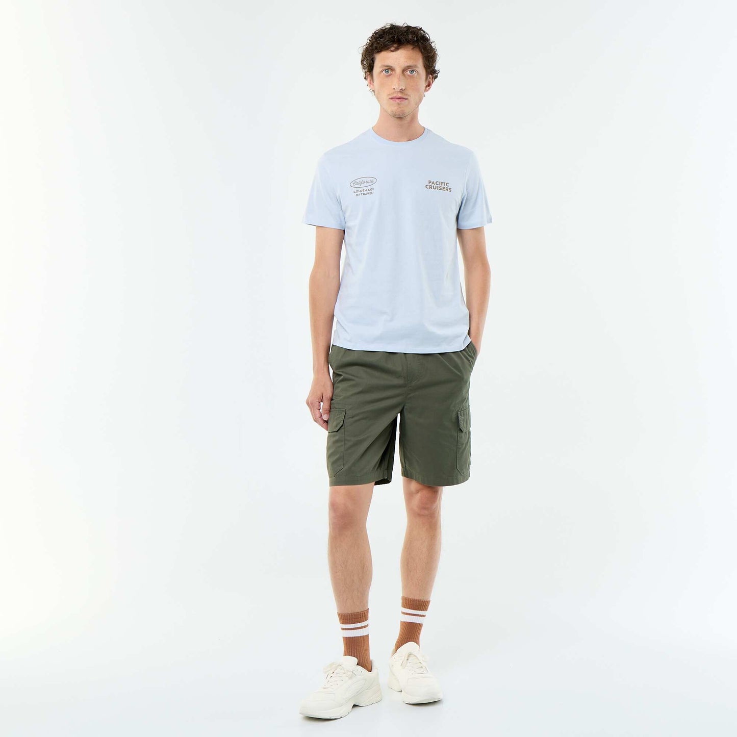 Short-sleeved graphic print T-shirt BLUE
